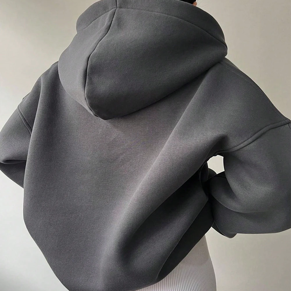 YesFashion Womens Oversized Hoodies Casual V Neck Long Sleeve Pullover Sweatshirts Preppy Clothes