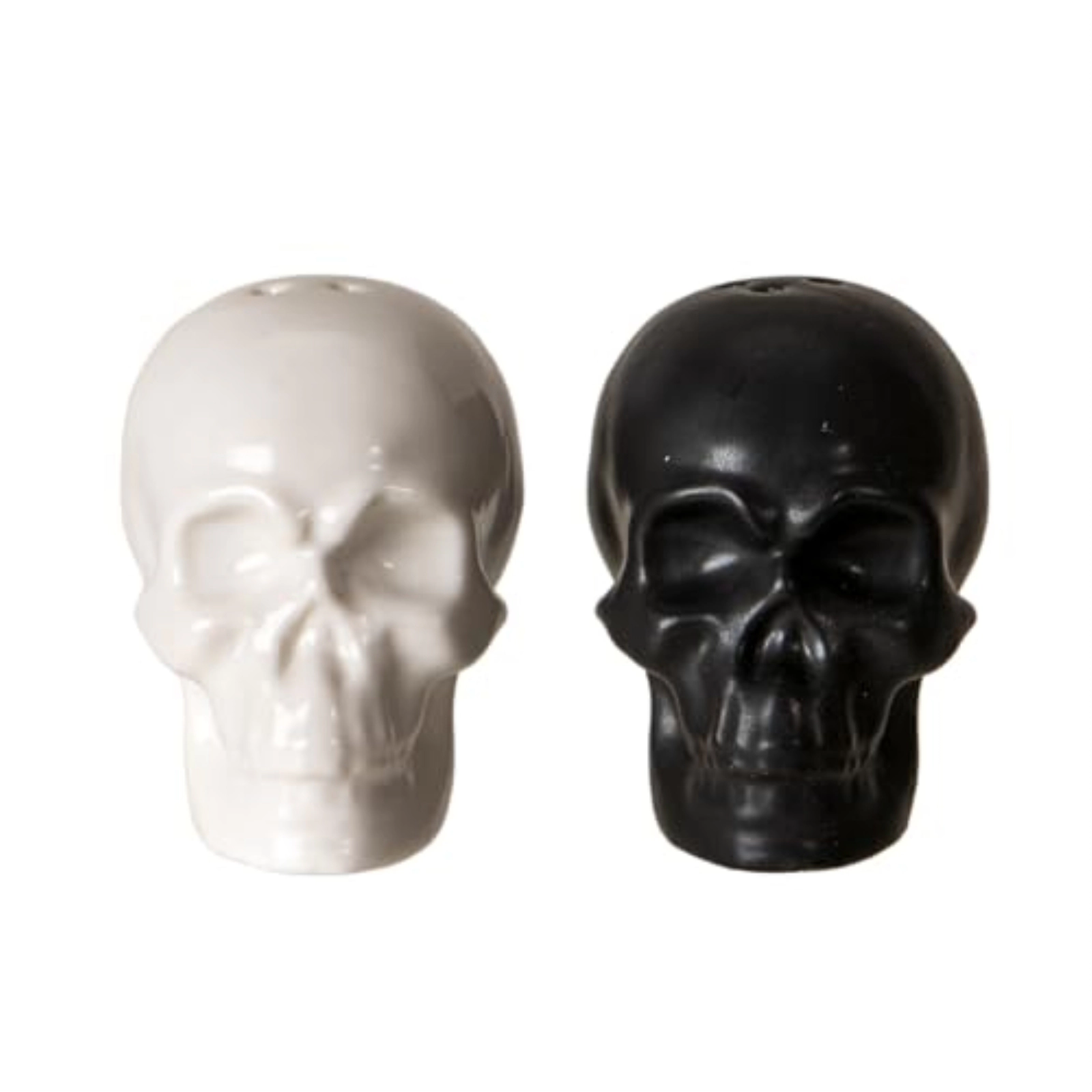 Pacific Giftware Black and White Skulls Ceramic Salt And Pepper Shaker Set