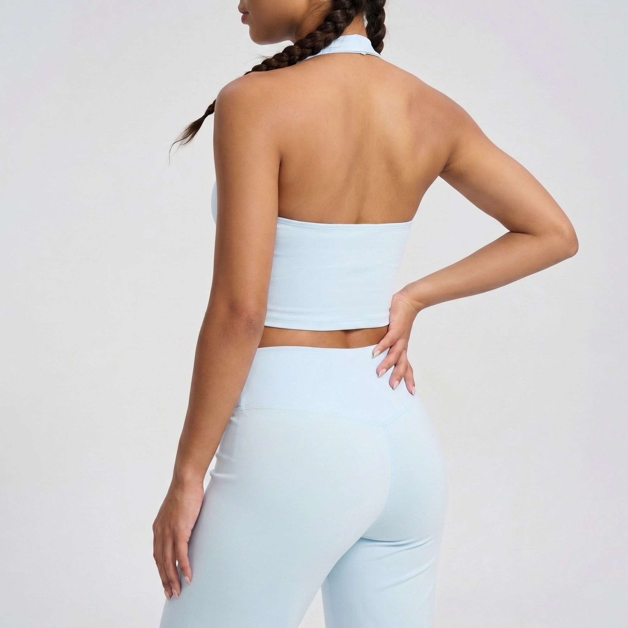 Anna-Kaci Women's Padded Halter Longline Sports Bra Tank Top Scoop Neck Workout Yoga Crop