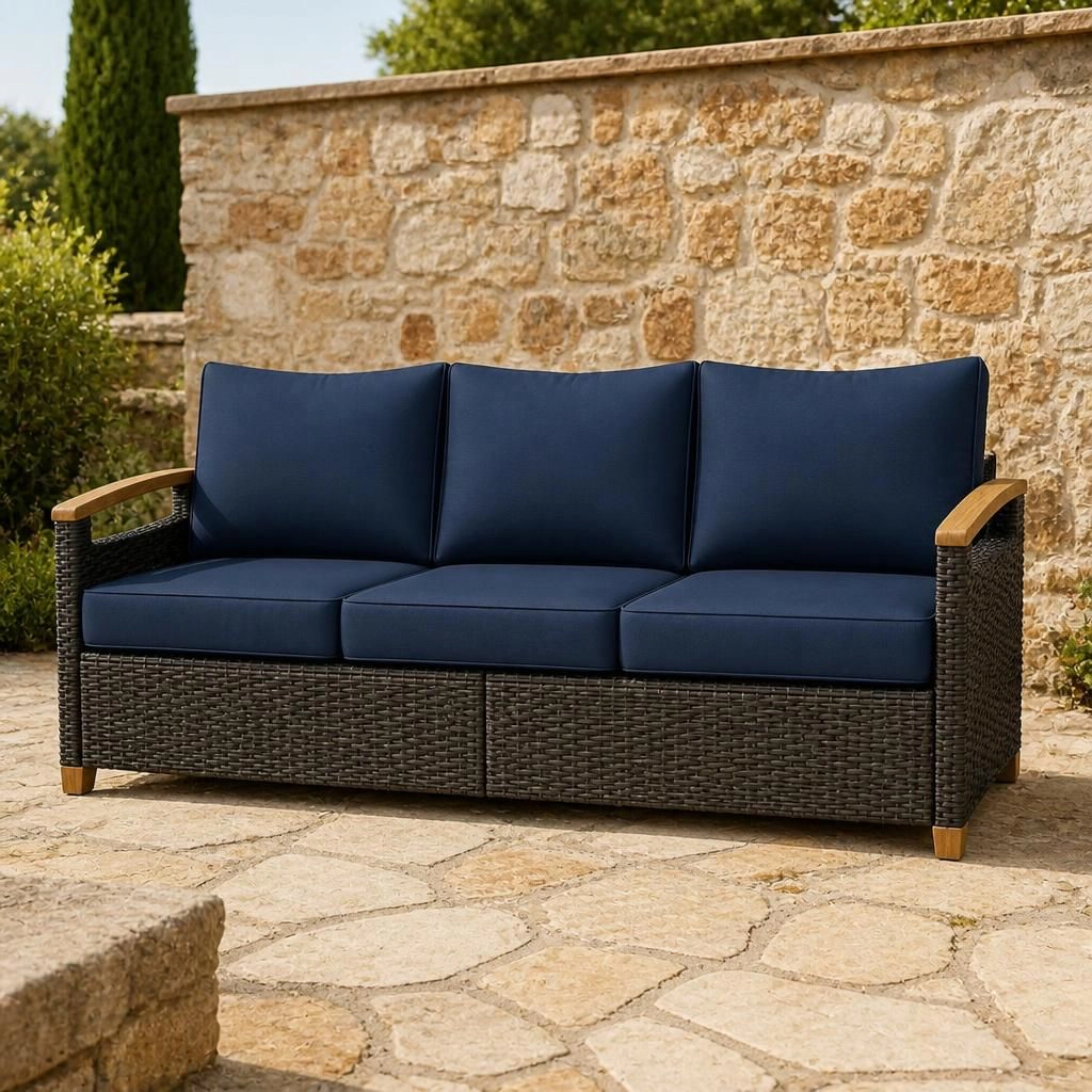 WOW PIONEER Outdoor Wicker Patio Bench