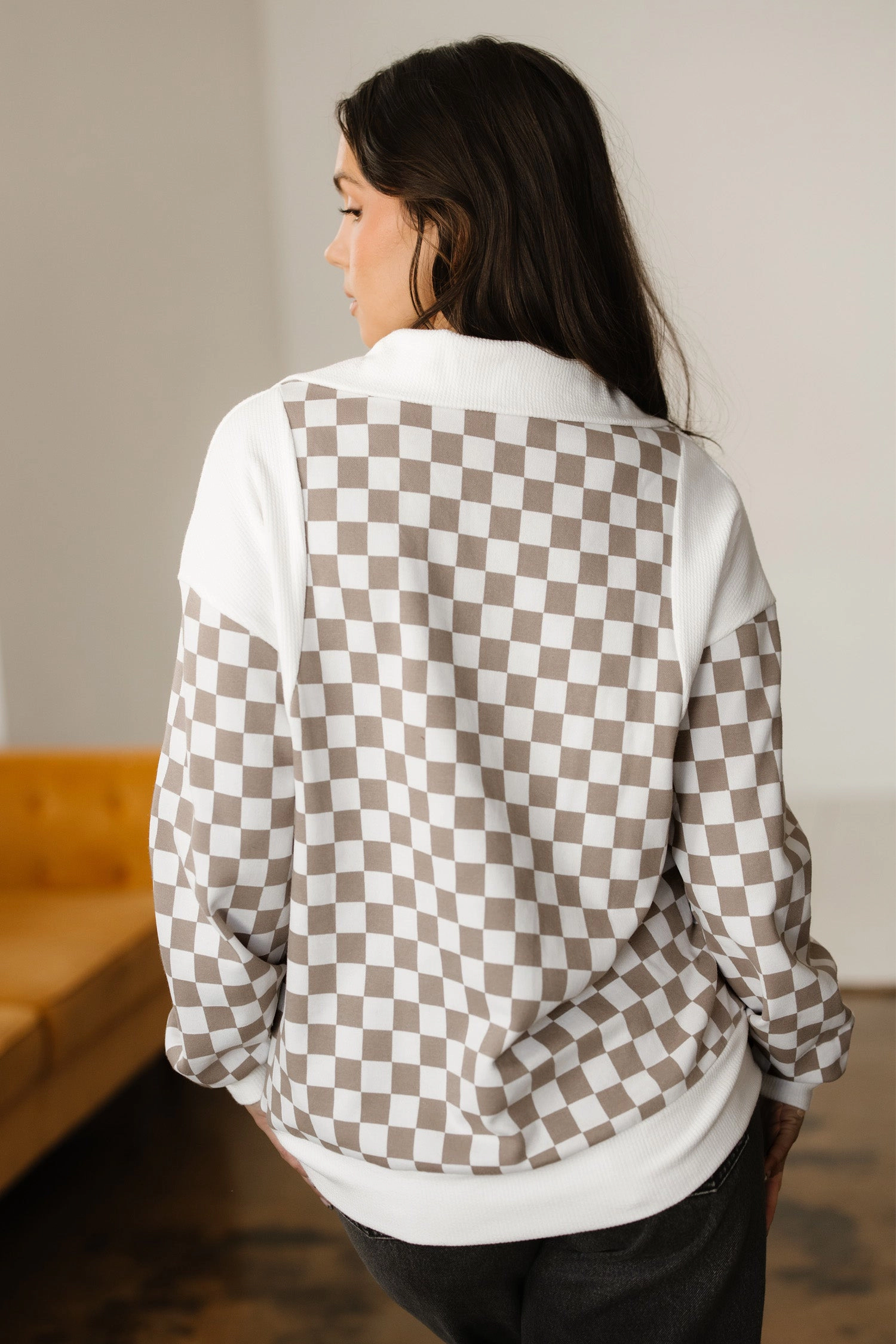 Threaded Pear Women's Rosalia Ribbed Patchwork Loose Sweatshirt