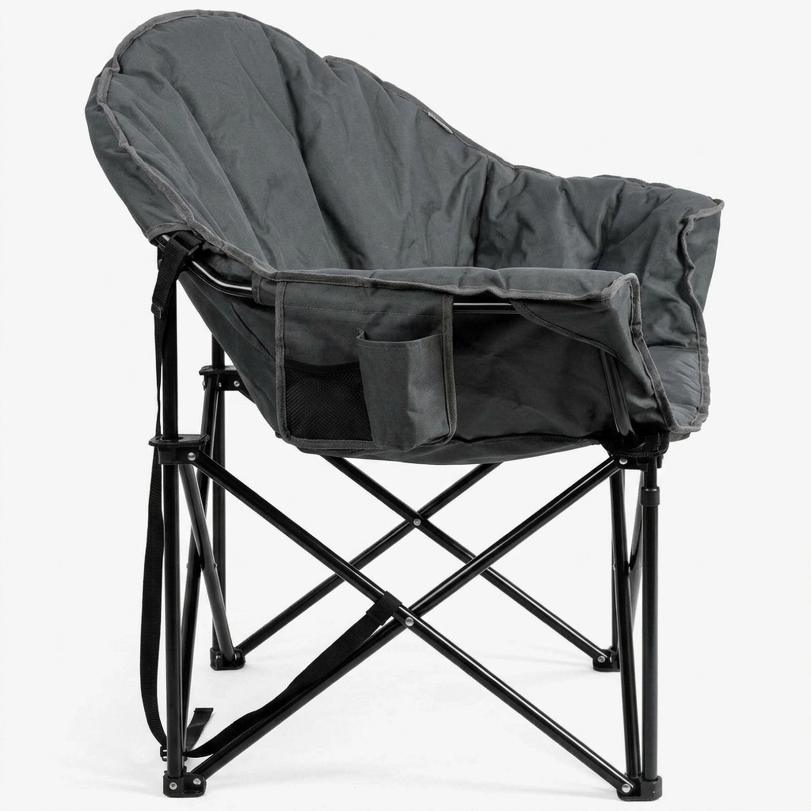 SUGIFT Folding Camping Moon Padded Chair with Carrying Bag 300-lb Capacity Brown Gray Navy Red Black