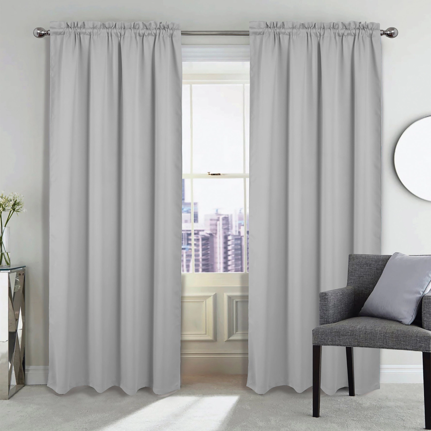 RT Designers Collection 100% Polyester Twilight Blackout Rod Pocket Curtain Panel 54" x 84" Silver