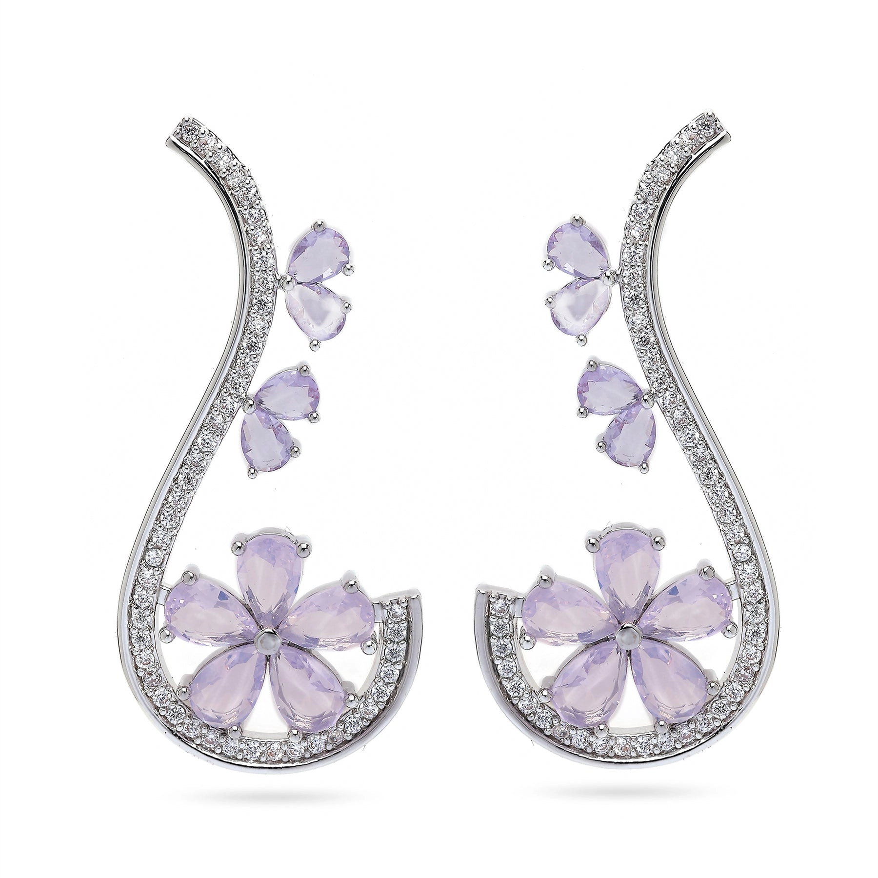 AGP PARIS Womens Blooming Purple Drop Earrings