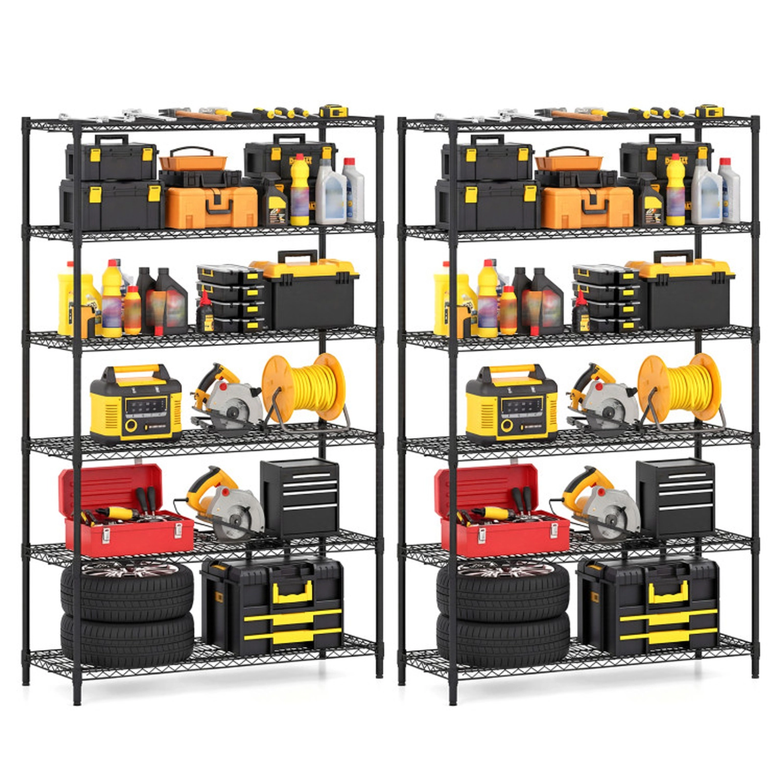 SUGIFT Set of 2 6-Tier 4800-lb Capacity Adjustable Utility Storage Shelves with V-Shaped Wire Racks