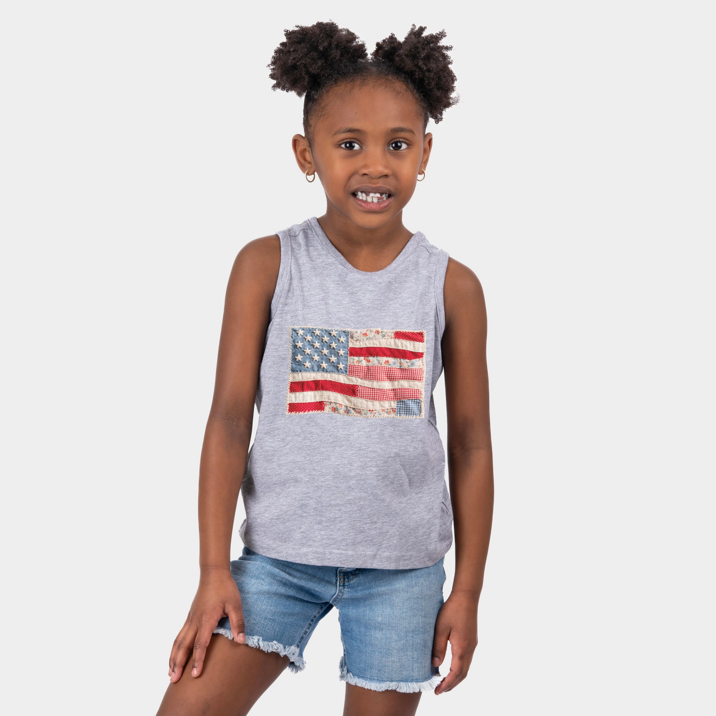 The Juniper Shop - Youth Tank Top American Flag Faux Patchwork