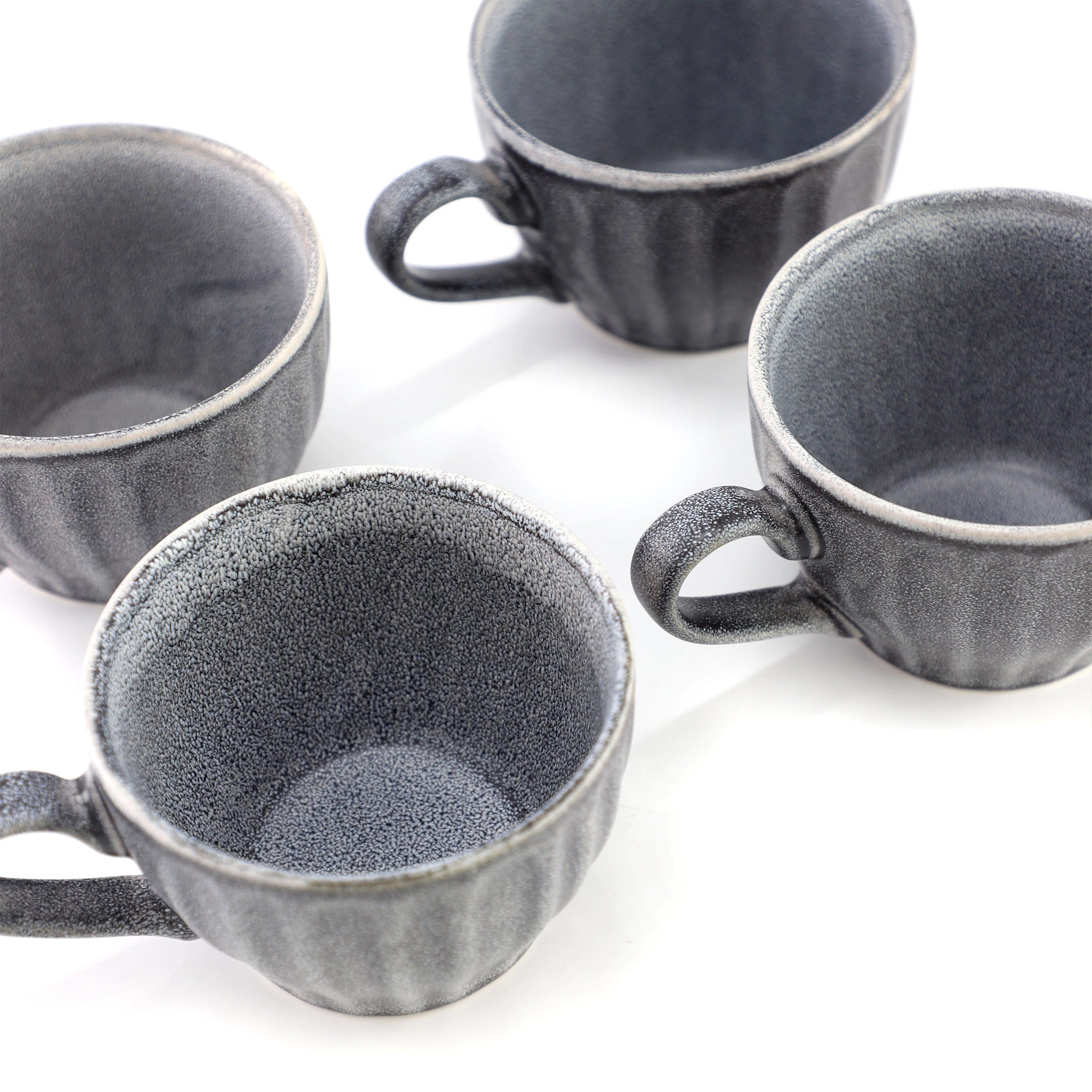 Gibson Homewares Reactive Glaze Stoneware Cups 4-Piece Set in Grey