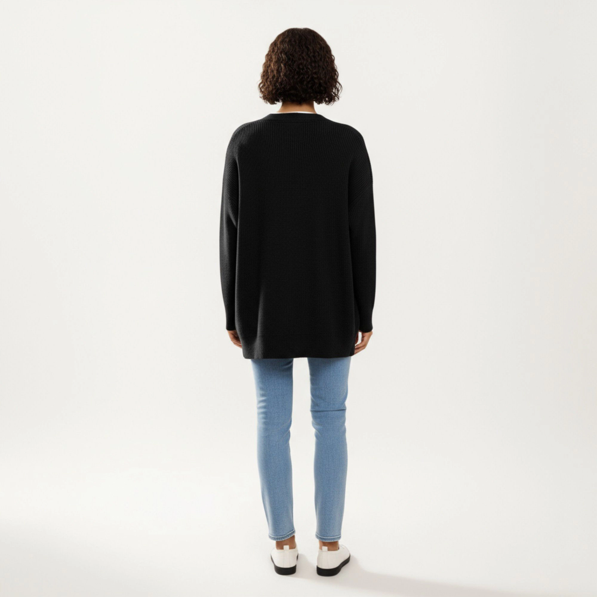 Anna-Kaci Women's Oversized Rib Knit Button Front Cardigan with Relaxed Drop-Shoulder Silhouette and Soft Textured Feel