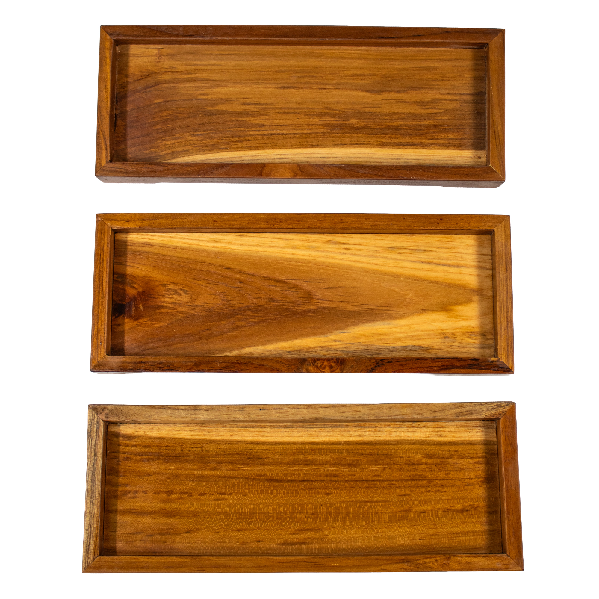 EcoDecors 3 Pack Teak Amenity Trays for Bathroom Counter and Vanity