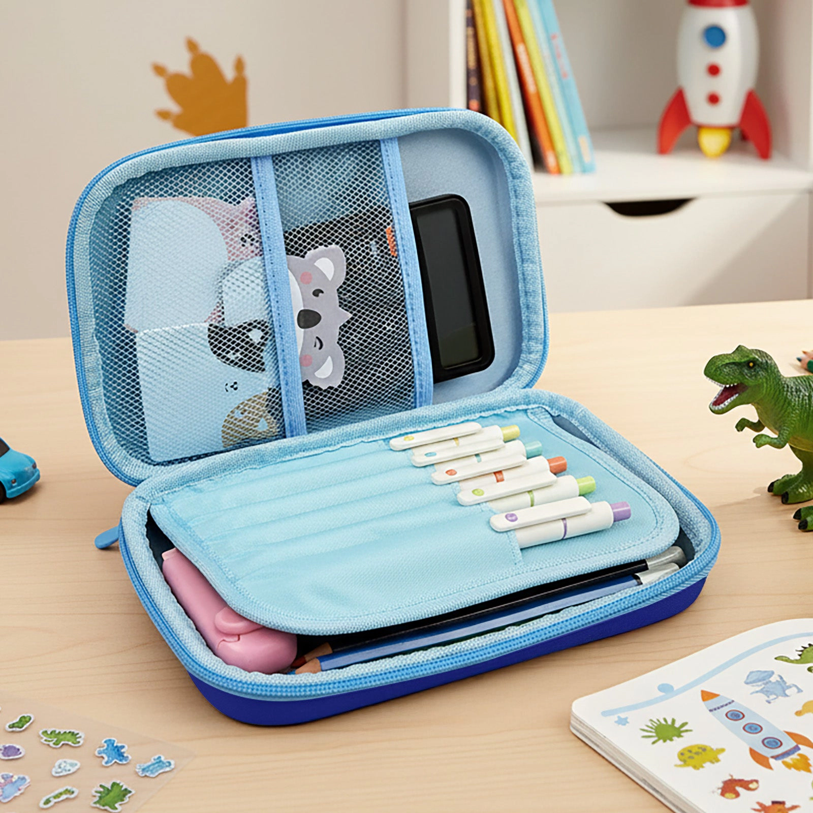 Wrapables Large Capacity 3D EVA Hard Shell Pencil Case, Dinosaurs