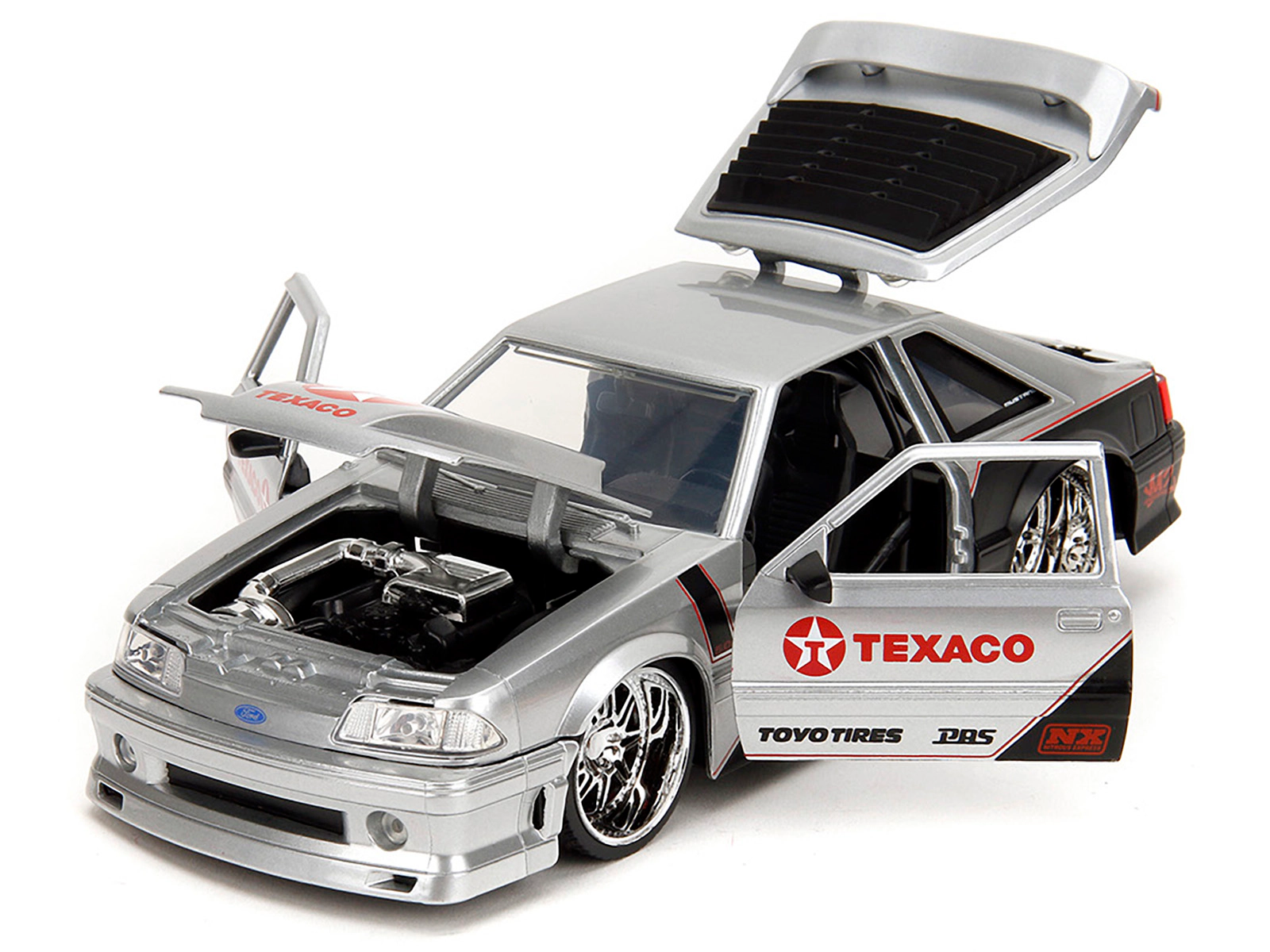 Jada 1989 Ford Mustang GT "Texaco" Silver Metallic and Matt Black "Bigtime Muscle" Series 1/24 Diecast Model Car by Jada