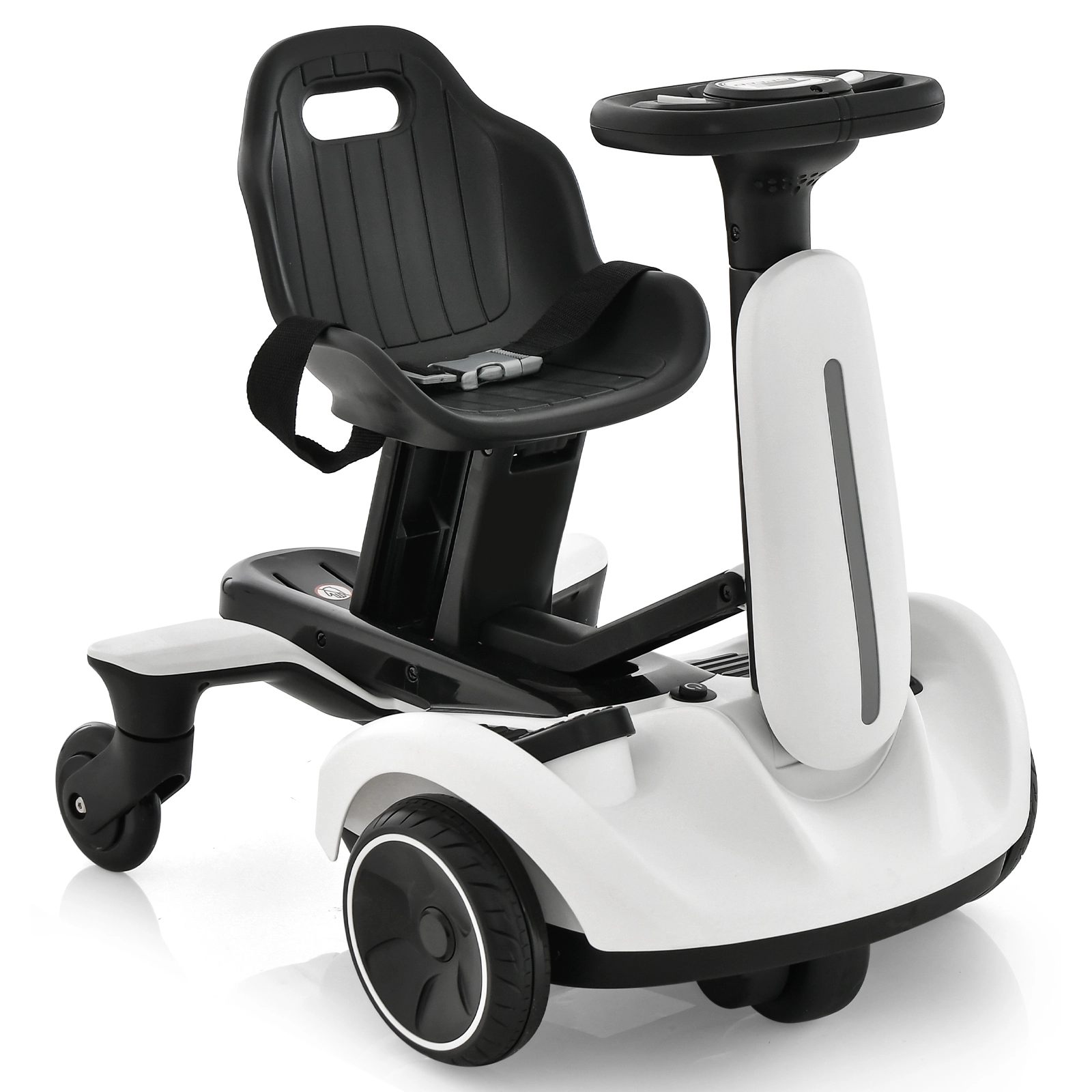 SUGIFT Kids White 6V Ride On Drift Car with 360-Degree Spin and 2 Heights 33.5-in W 21.5-in H 55-lb Seat Capacity