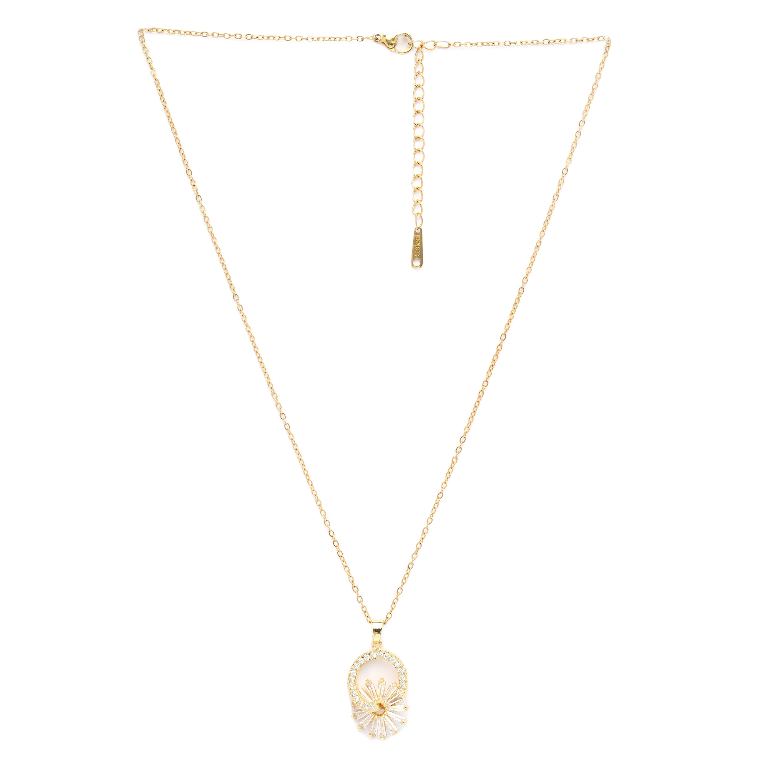 AGP PARIS Womens Golden Sunburst Pendant Necklace