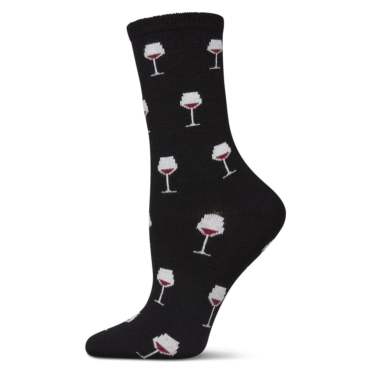 MeMoi Women's Wine-Themed Cashmere Blend Novelty Crew Socks