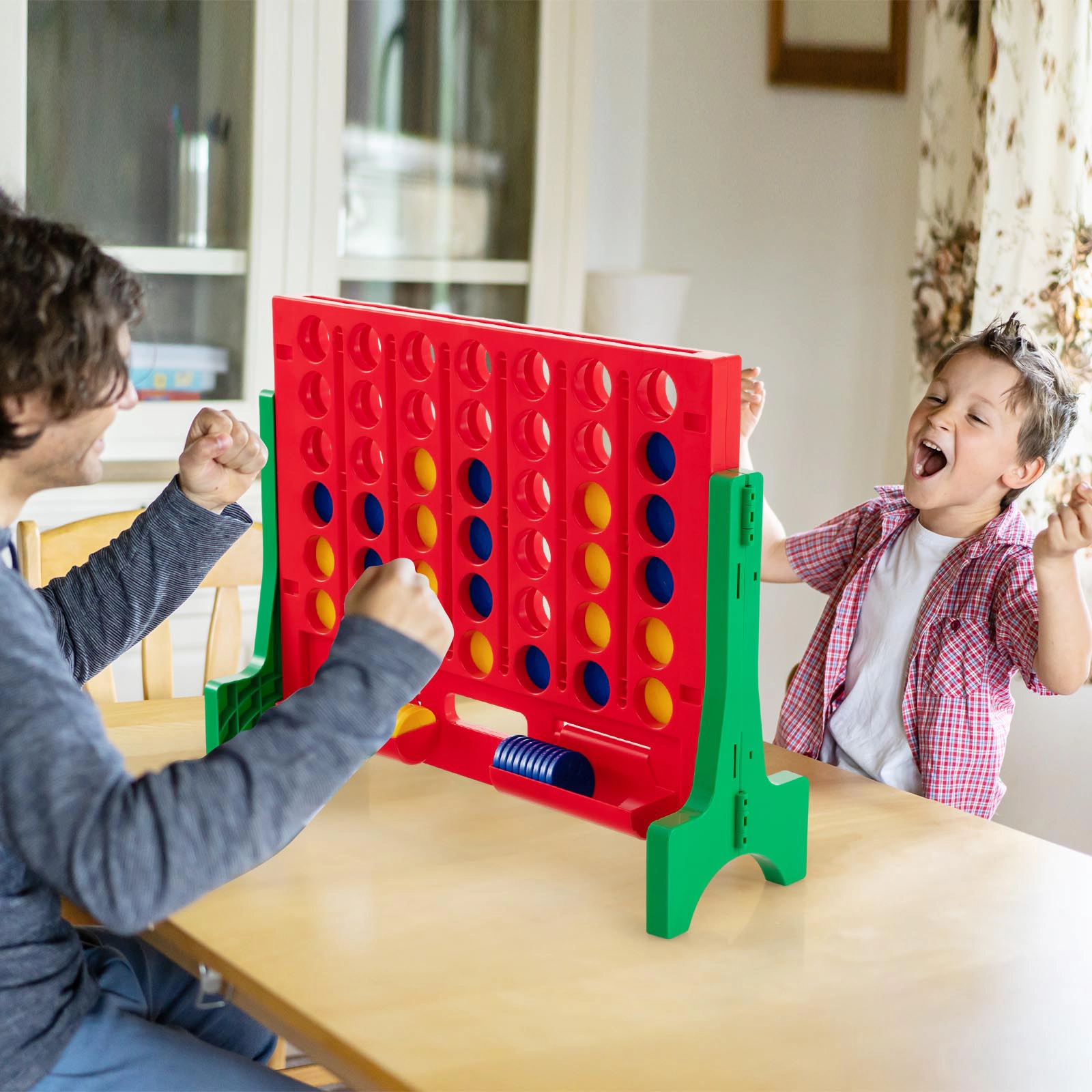 SUGIFT Jumbo 4-to-Score Connect Game Set with Carrying Bag and 42 Coins Tabletop or Wall-Mounted Board Green