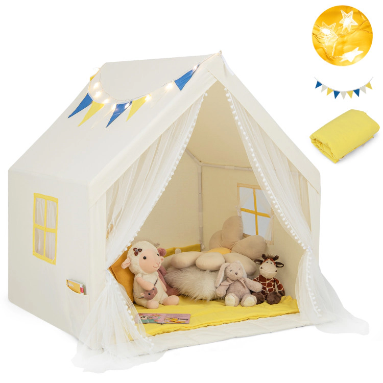 Hivvago 48 x 42 x 50 Inch Large Play Tent with Washable Cotton Mat Holiday Birthday Gift for Kids