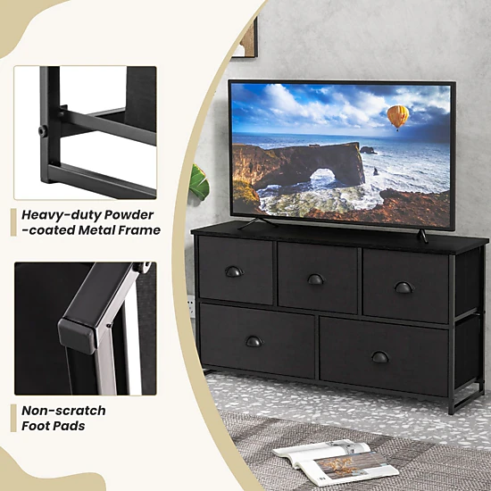SlickBlue 5 Drawer Storage Cabinet with MDF Top and Steel Frame