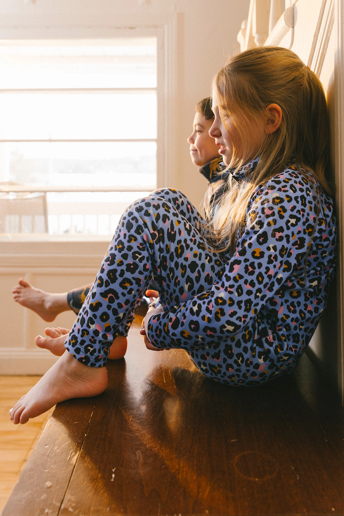 Deux par Girls Two Piece Leopard Print Half-Zip Thermal Underwear Top and Pants Set