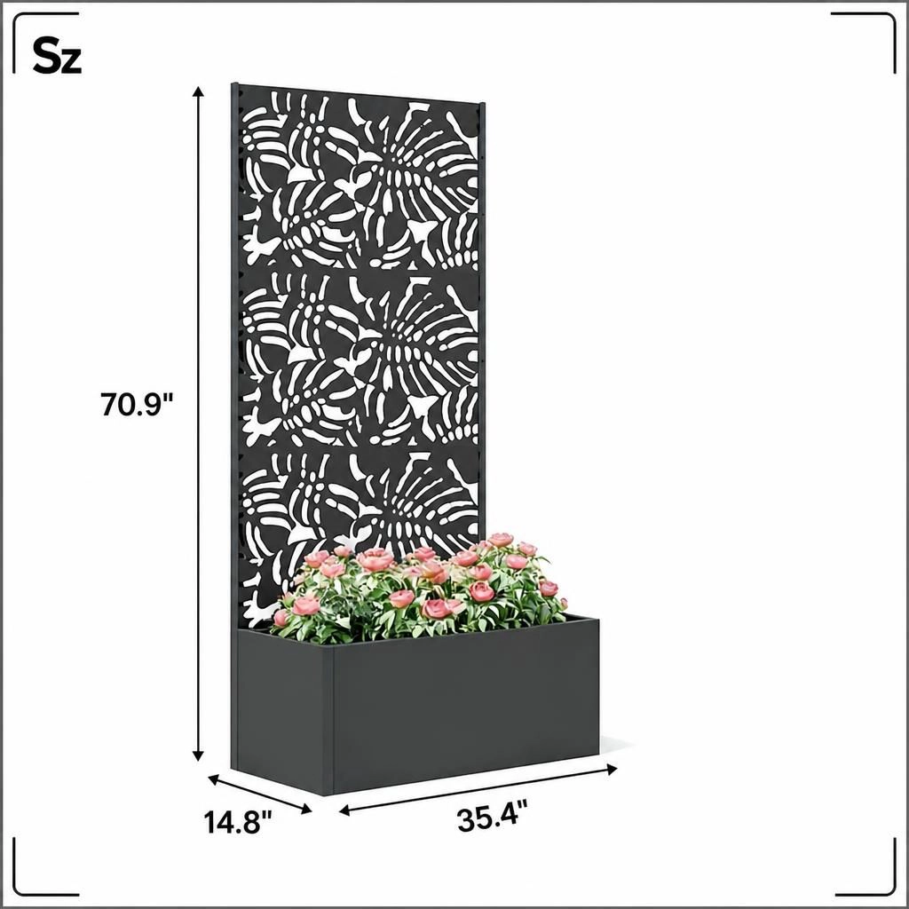 WOW PIONEER Tall Vertical Metal Planter Privacy Screen for Patio Balcony Garden Indoor Outdoor