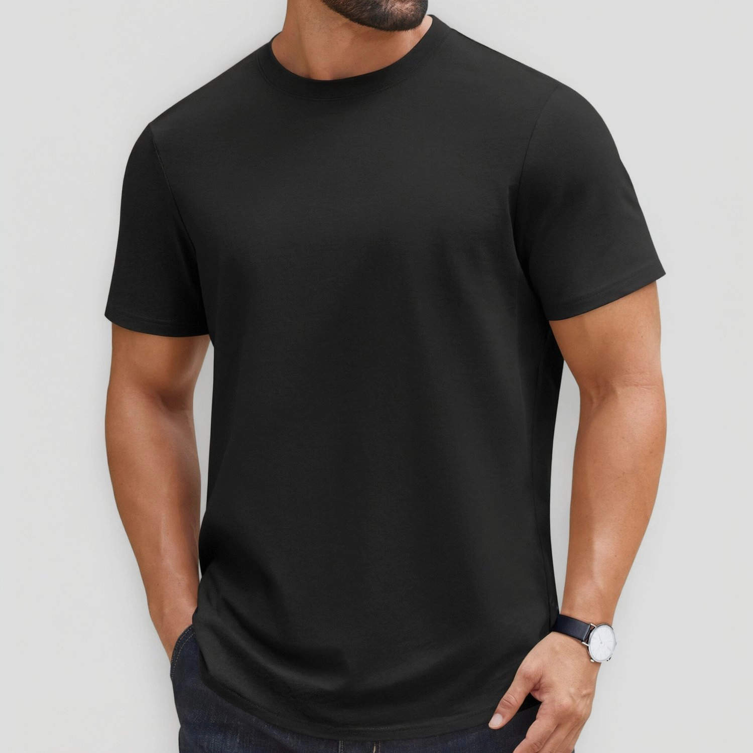 COOFANDY Mens Classic Crew Neck Short Sleeve T-Shirt Solid Color Casual Basic Tee