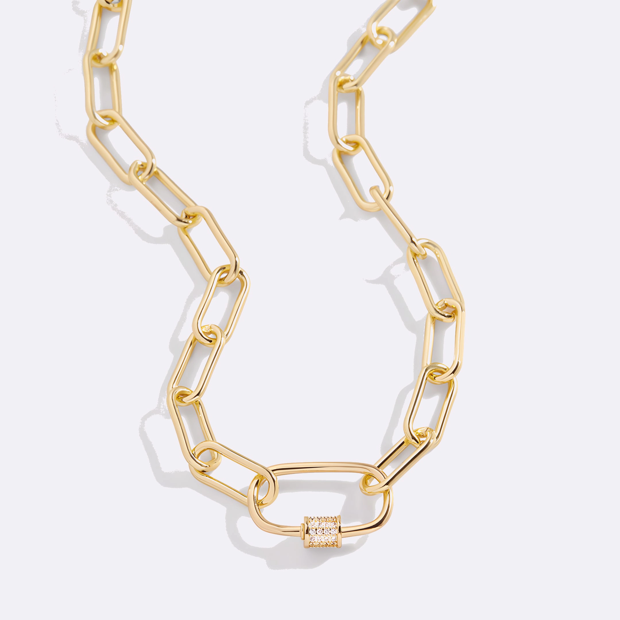 Mint & Lily Women's Link Chain Pave Carabiner Necklace