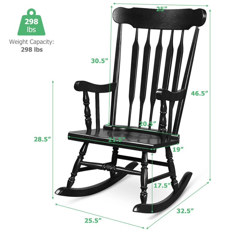 Hivvago Rocking Chair With Solid Wooden Frame For Garden And Patio