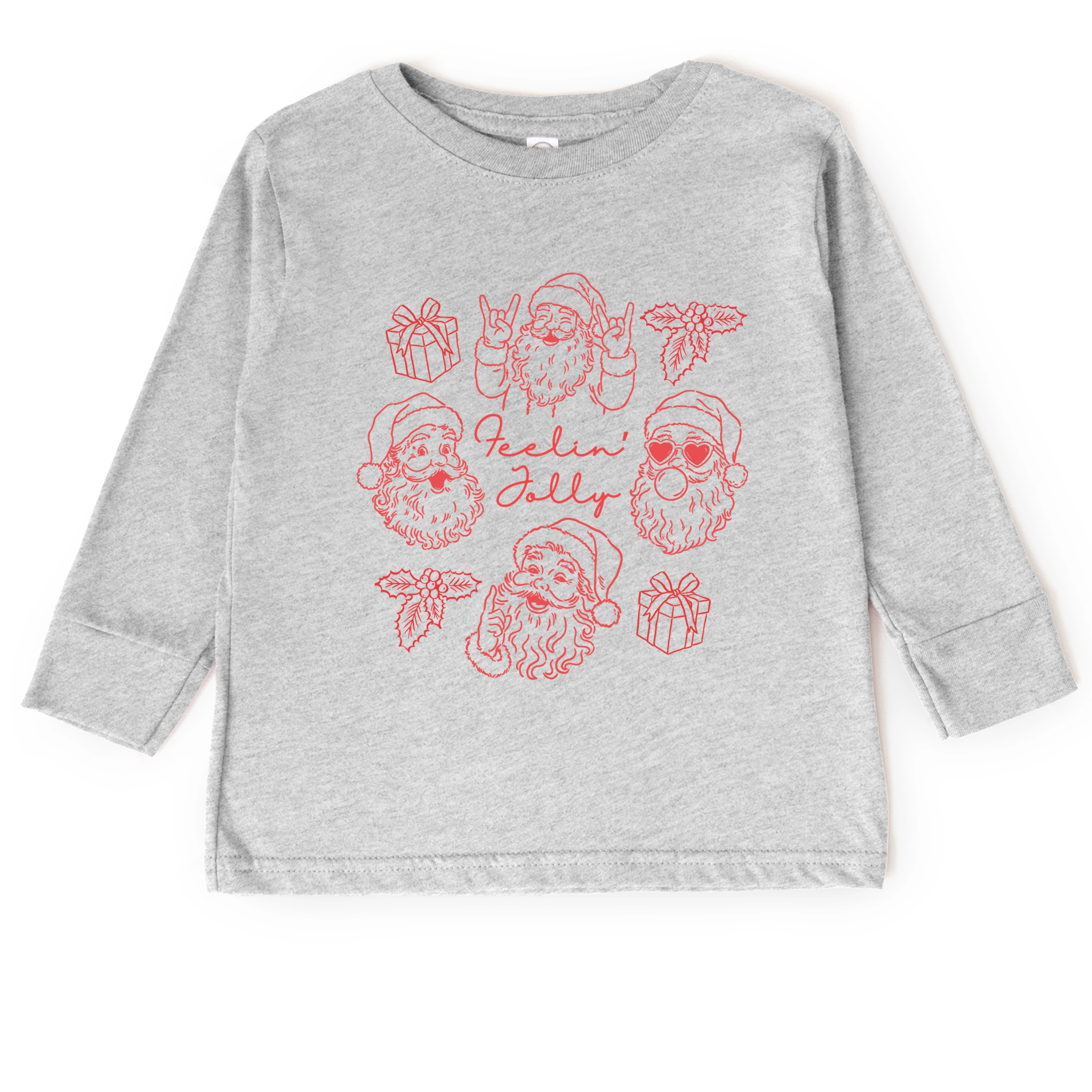 The Juniper Shop - Toddler Long Sleeve Graphic Tee Feelin' Jolly Santa Outline