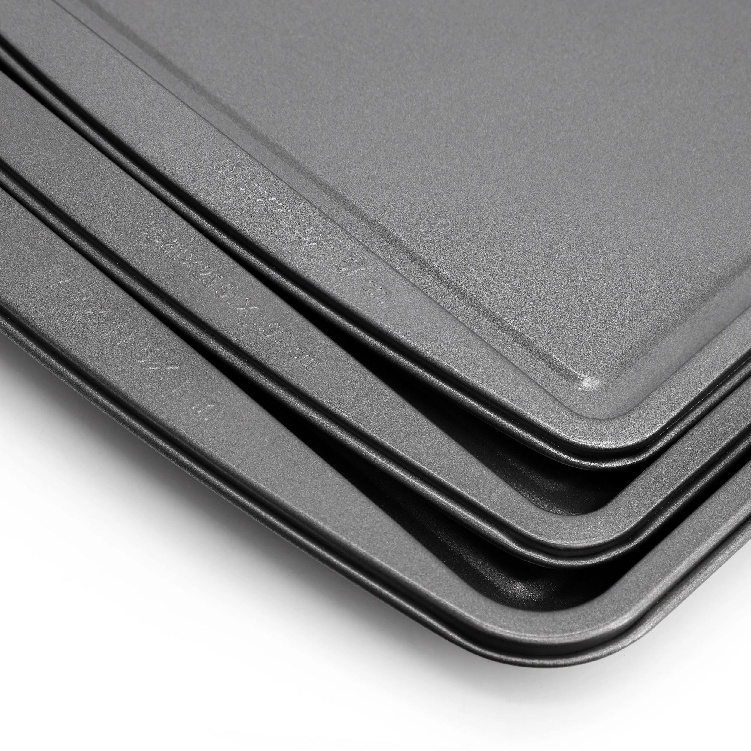 Gibson Home Love To Bake Nonstick Steel Jelly Roll 3 Piece Baking Sheet Set in Gray