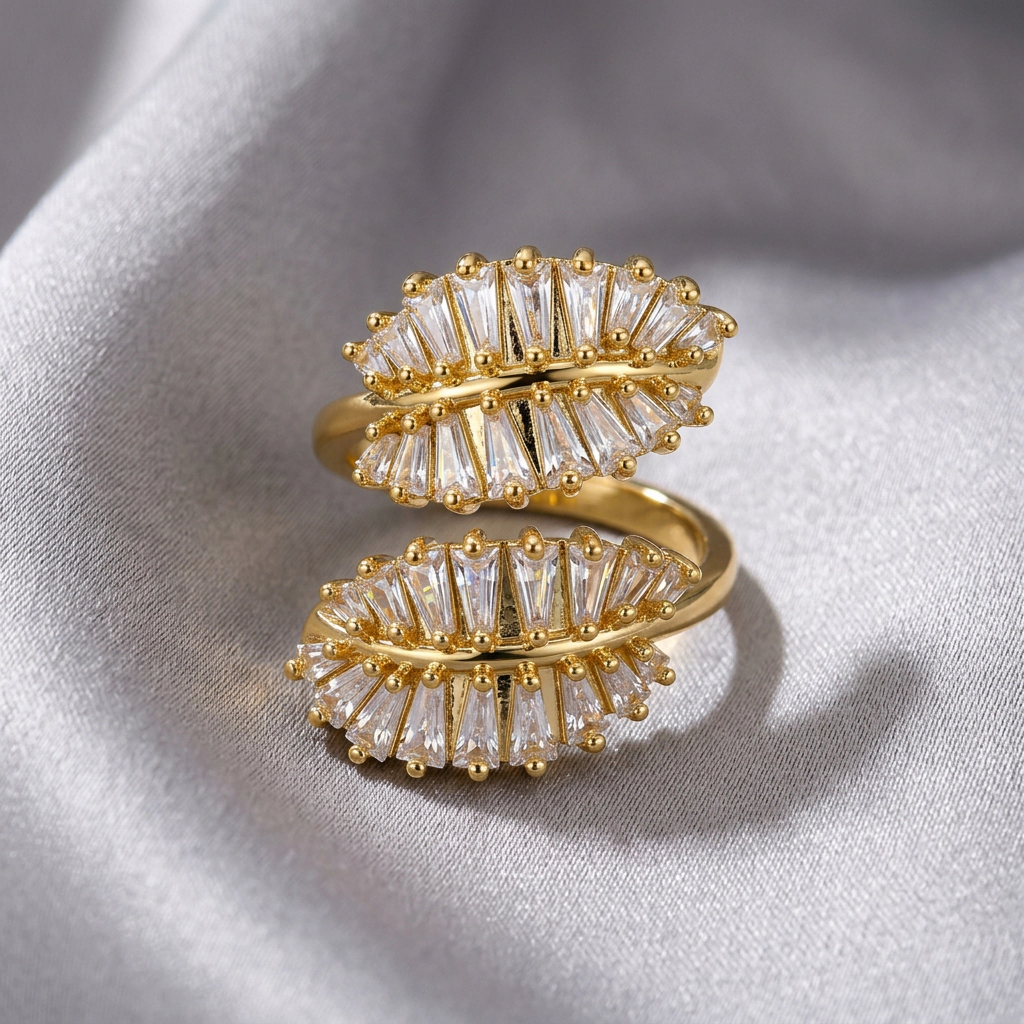 DressAtR Women’s Round Leaf 18K Gold Plated Ring