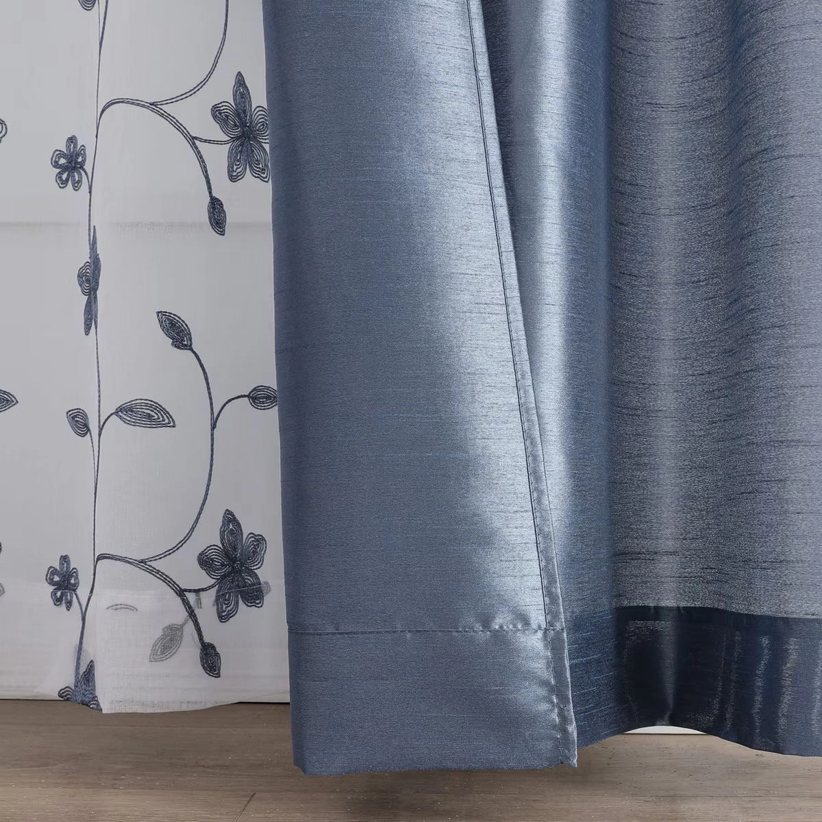 Kate Aurora Jasmine Embroidered 6 Piece Rod Pocket Coordinating Sheer Window Curtain Panels