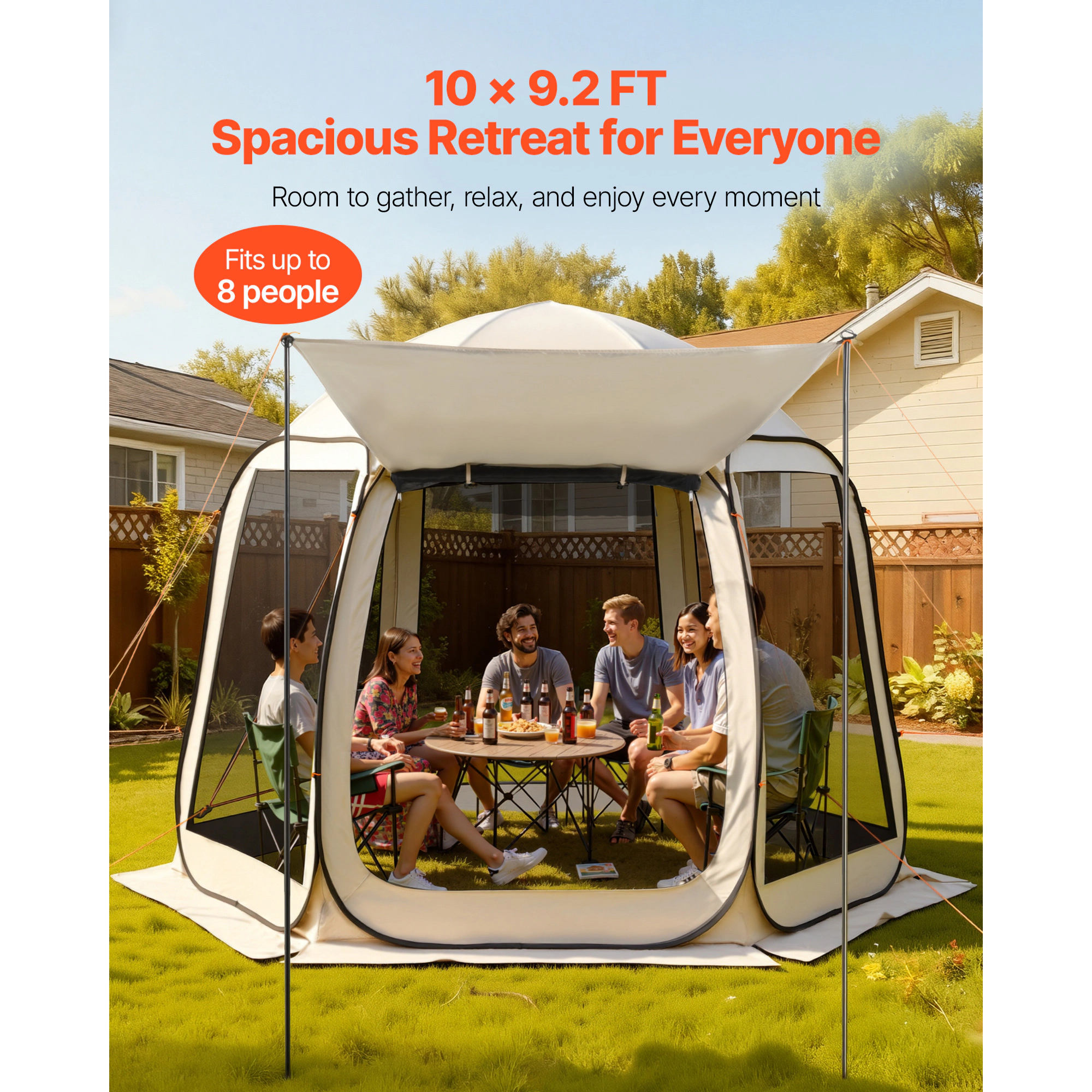 HONGGE Screen House Tent Pop Up Screen Tent with Extended Awning Portable Screened in Canopy with Carry Bag Netting