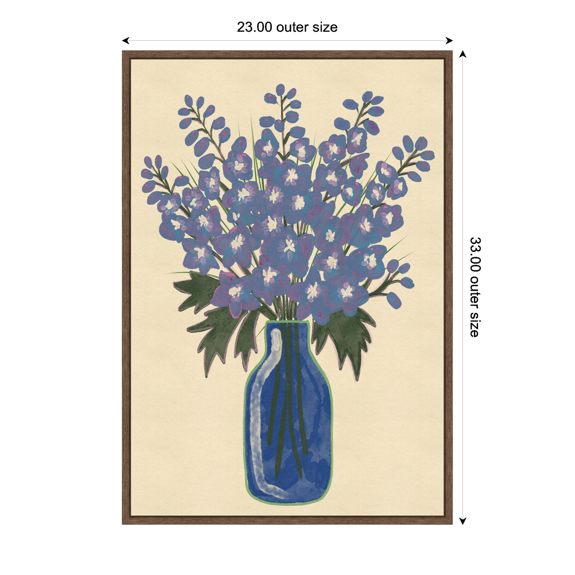 Amanti Art Vibrant Blue Floral Bouquet Framed Canvas Wall Art Print