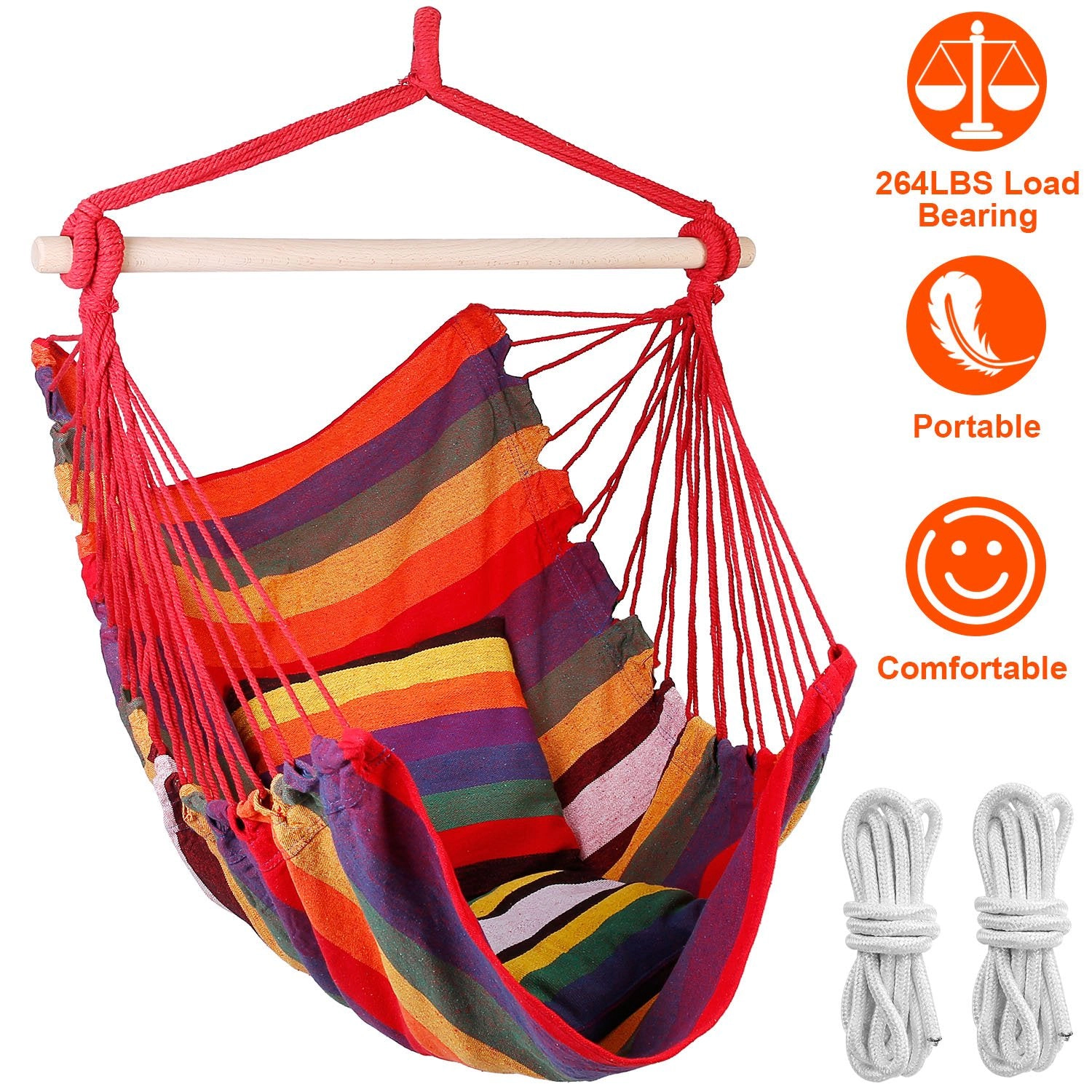 GBruno Canvas Hammock Hanging Chair With Pillows