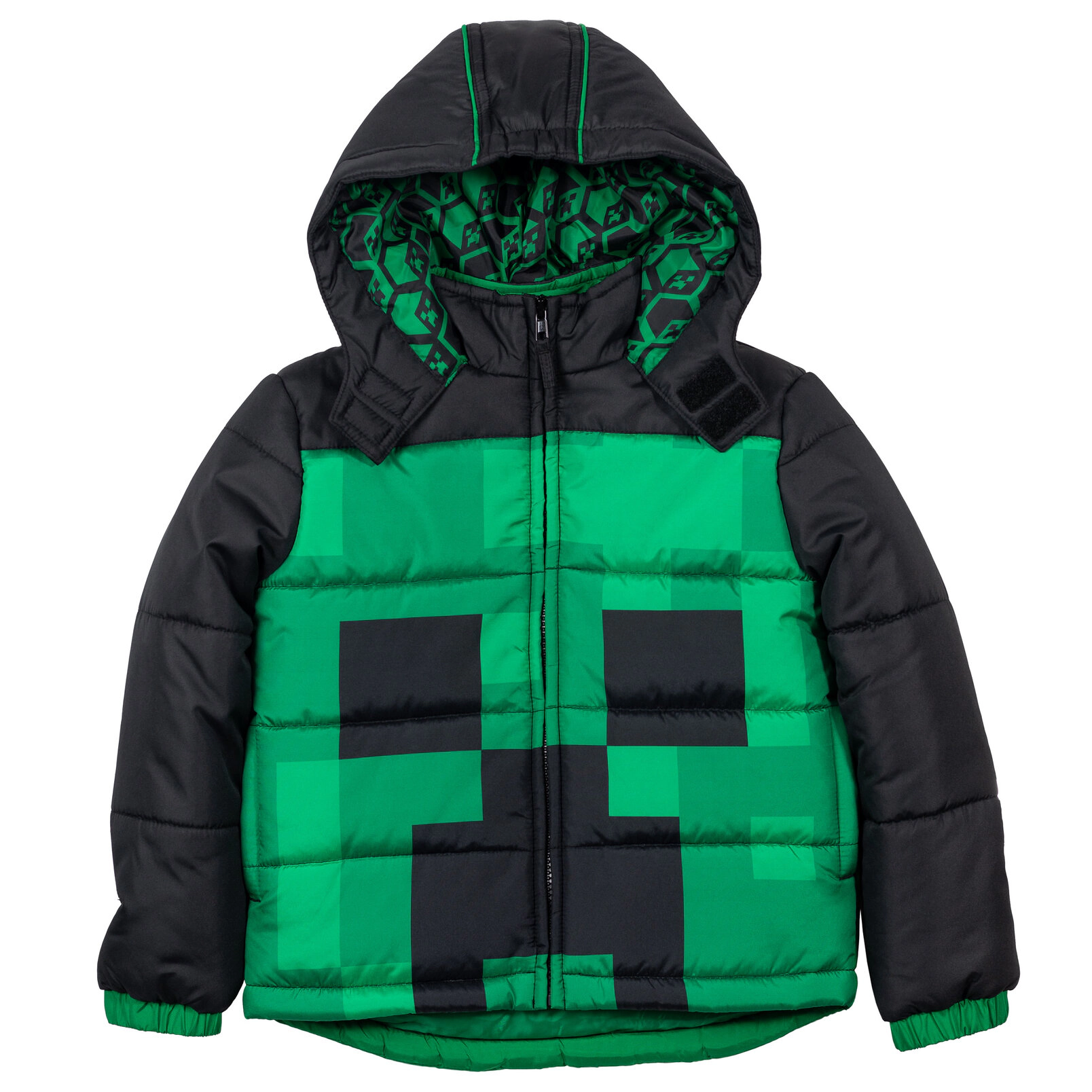 Minecraft Boys' Zip-Up Hooded Puffer Coat