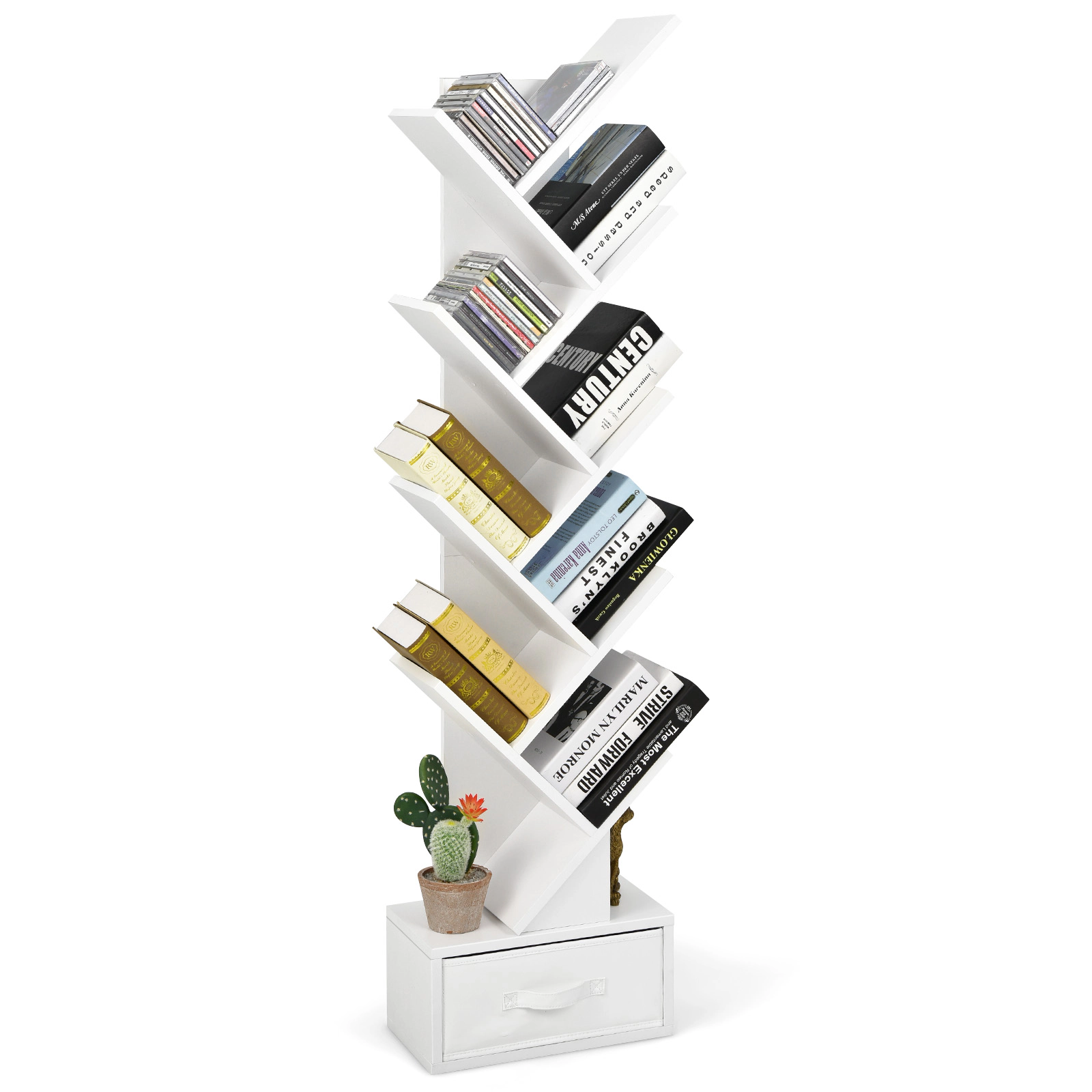 SlickBlue Modern Tree Shaped Bookcase for Living Room Bedroom Office