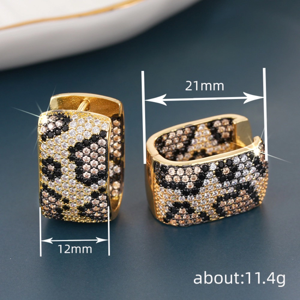Shiny Micro Pave Cubic Zirconia Leopard Hoop Earrings
