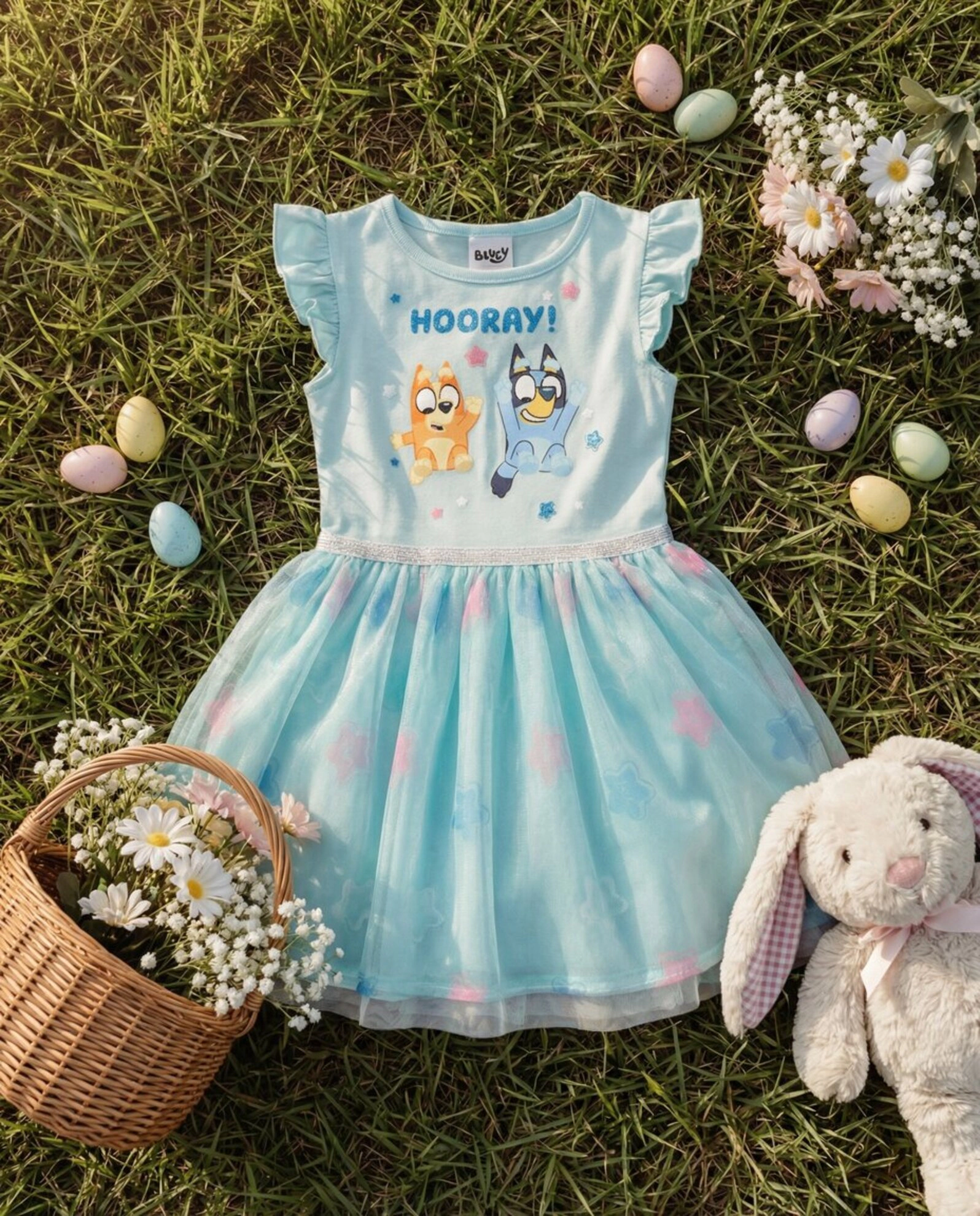 Bluey Girls' Short Sleeve Tulle Tutu Dress