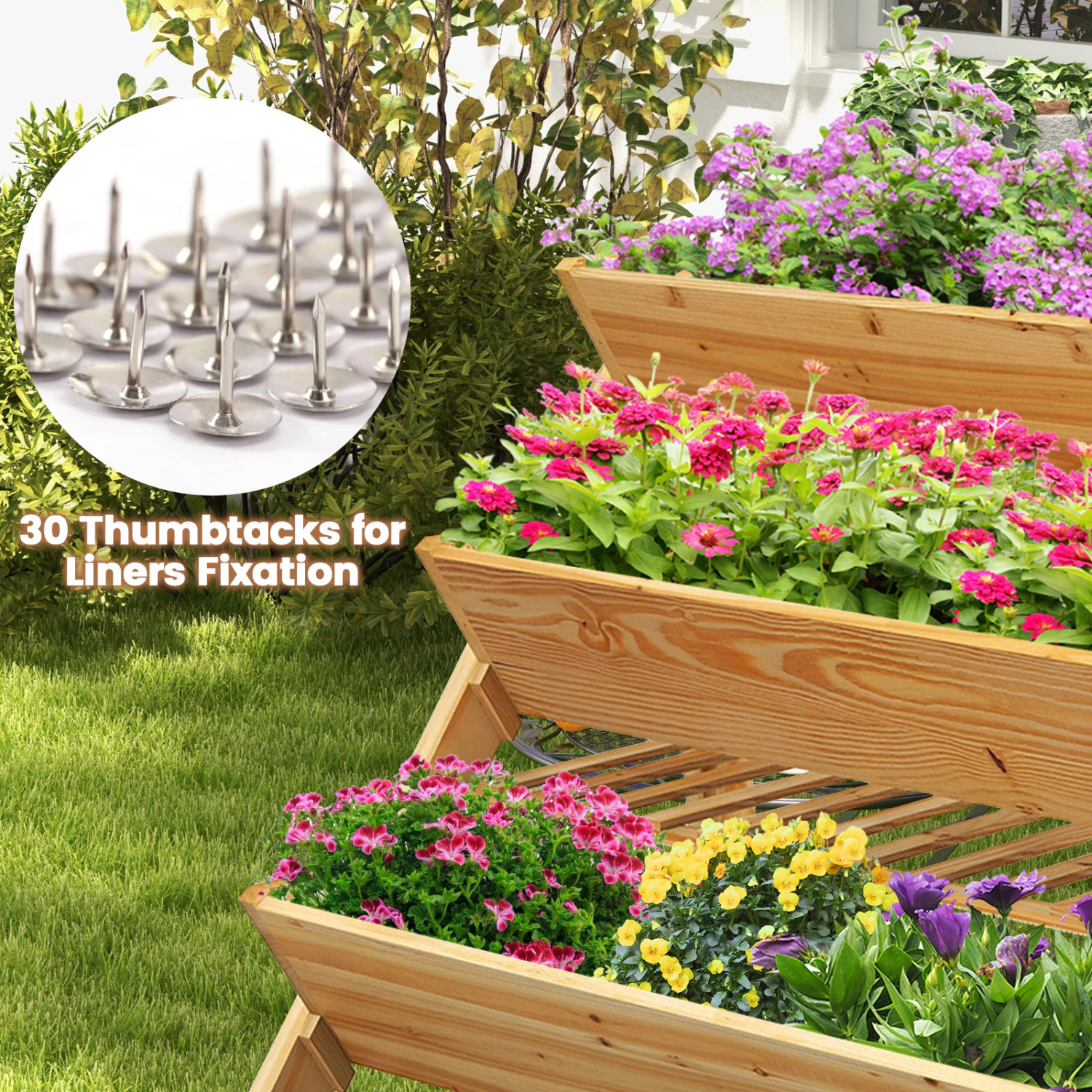 Hivvago 3-Tier Raised Planter with Open Storage Shelf