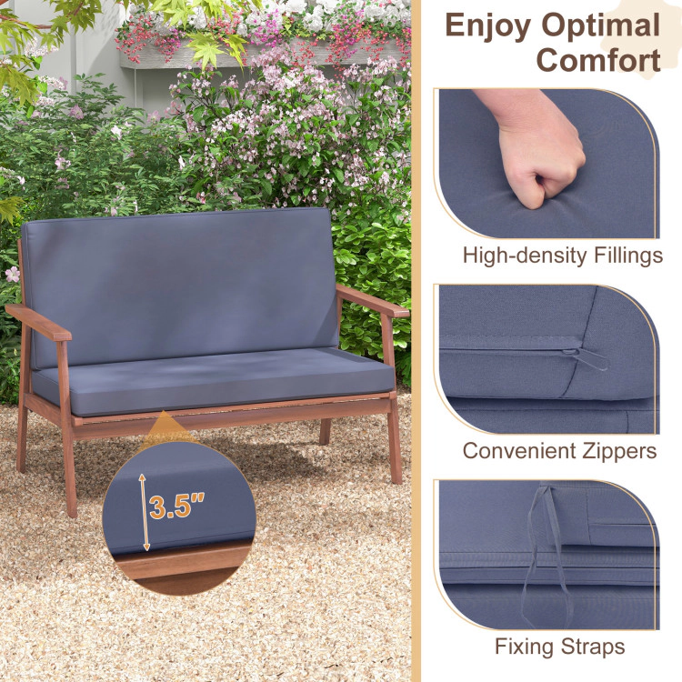 Hivvago 4 Piece Outdoor Acacia Wood Conversation Set With Soft Seat And Back Cushions