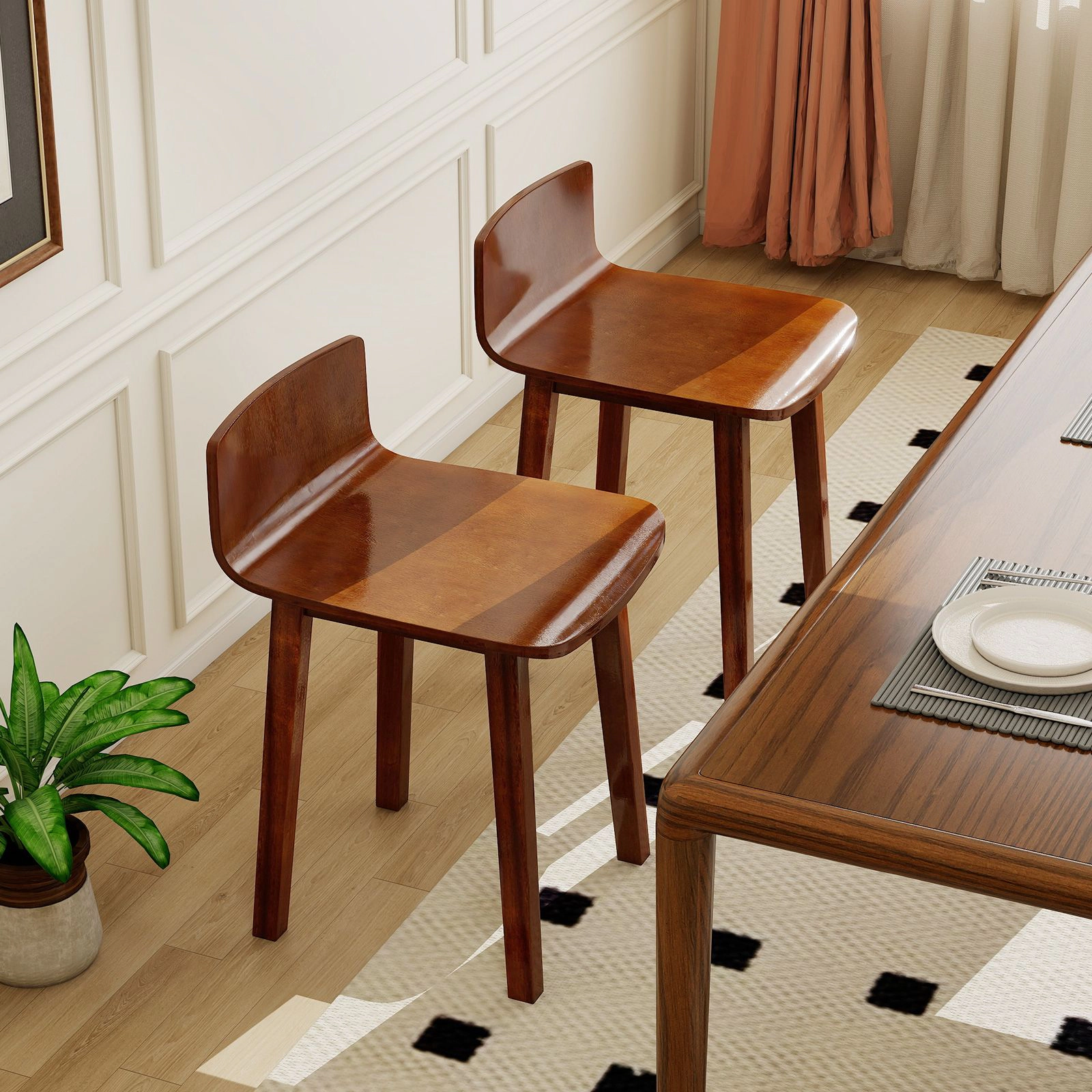 SlickBlue Acacia Wood Farmhouse Dining Chairs Set of 2
