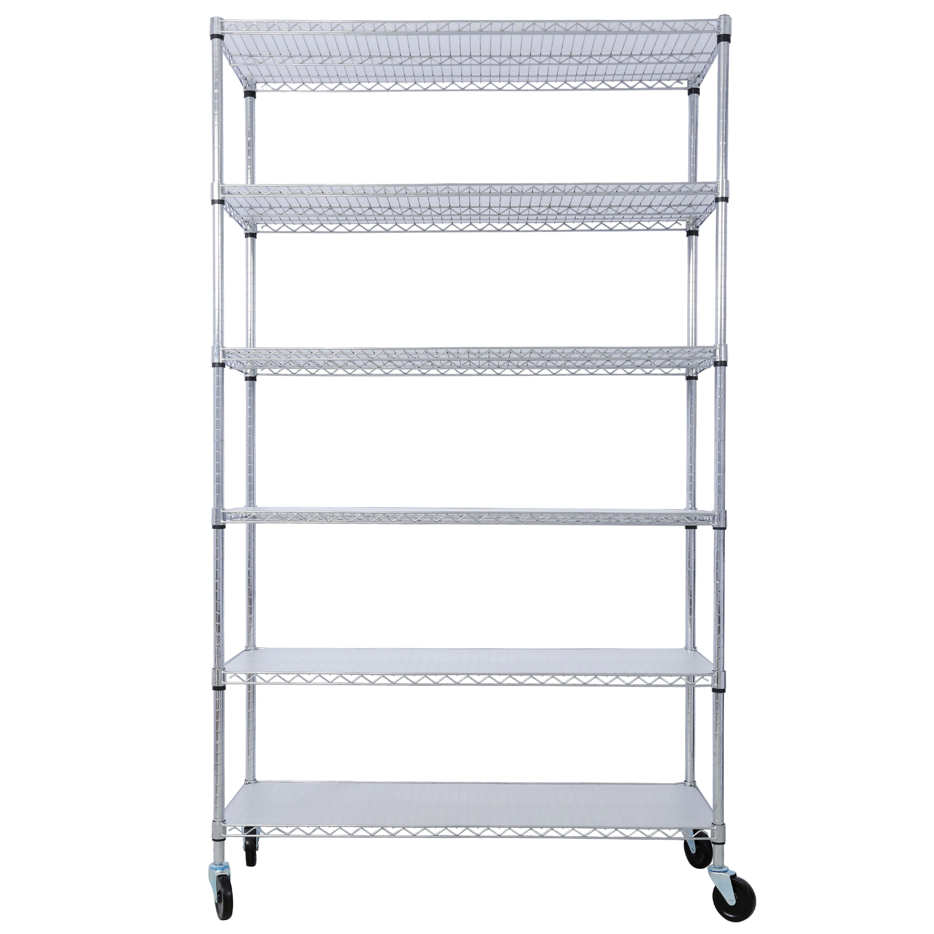 Flynama 6 Tier 84x48x20 in NSF 6000 LBS Heavy Duty Wire Storage Rack with Wheels and Shelf Liners Adjustable Chrome