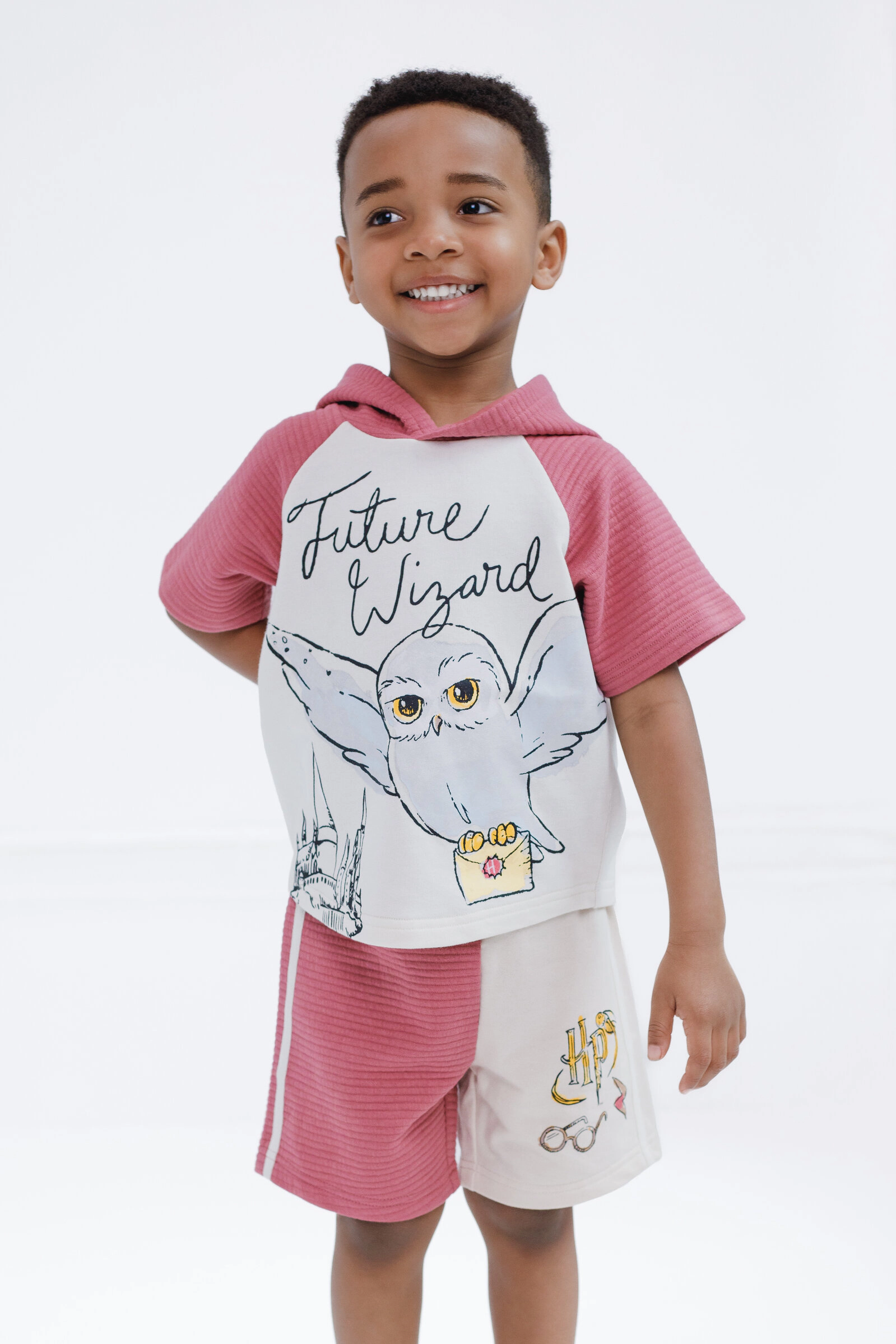 Harry Potter Hedwig Boys' 2-Piece Hooded Tee and Shorts Set