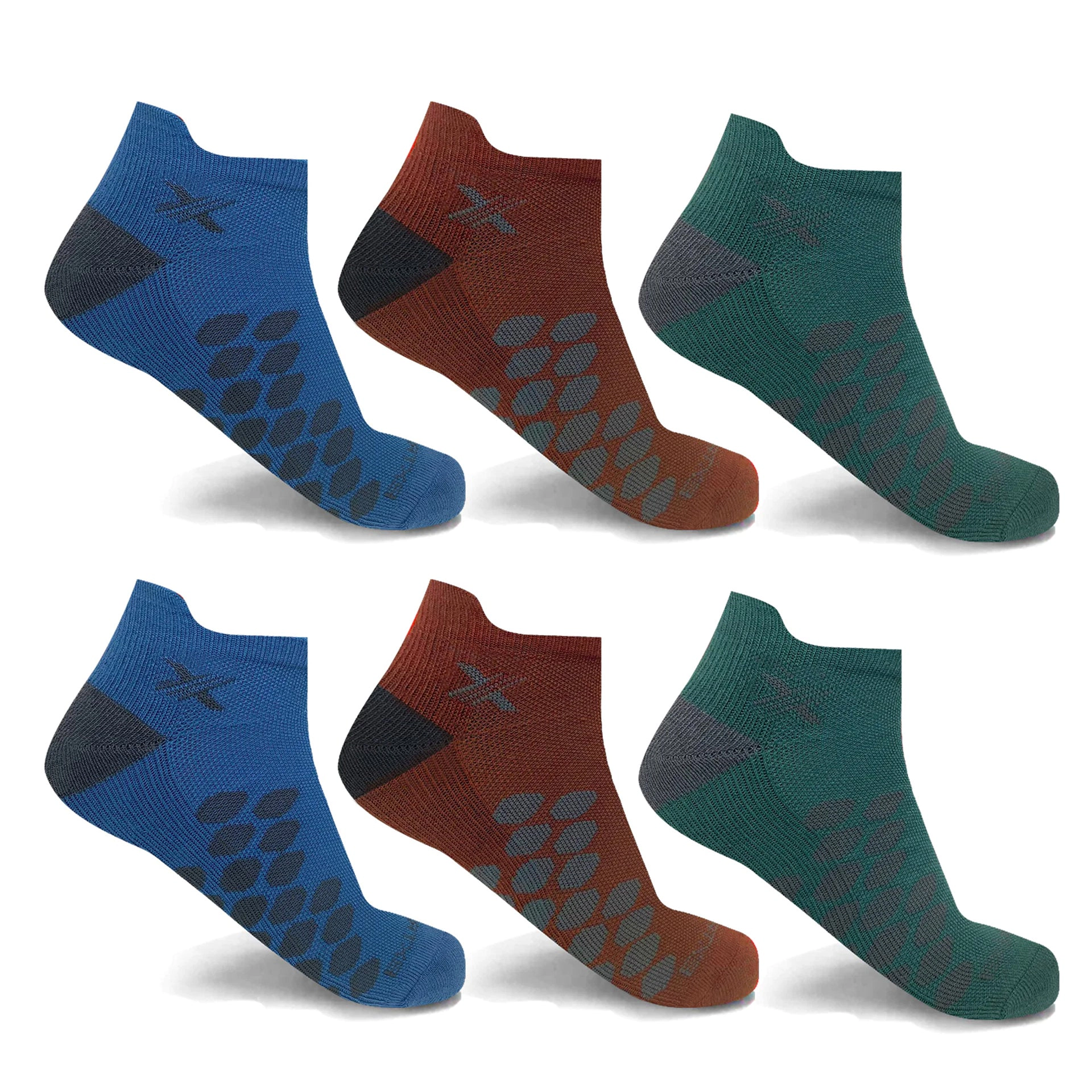 Extreme Fit High Energy Ankle Compression Socks - Oceanic Design 6 Pairs