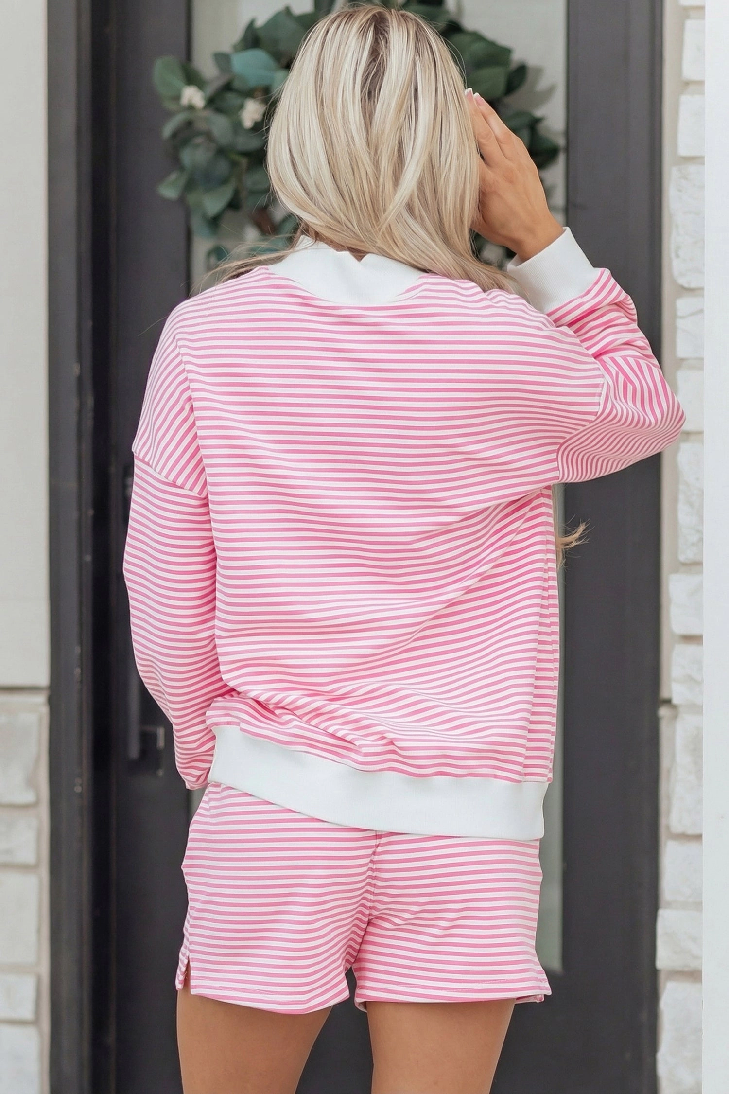 Threaded Pear Womens Amira Mock-Neck Sweatshirt and Shorts Set
