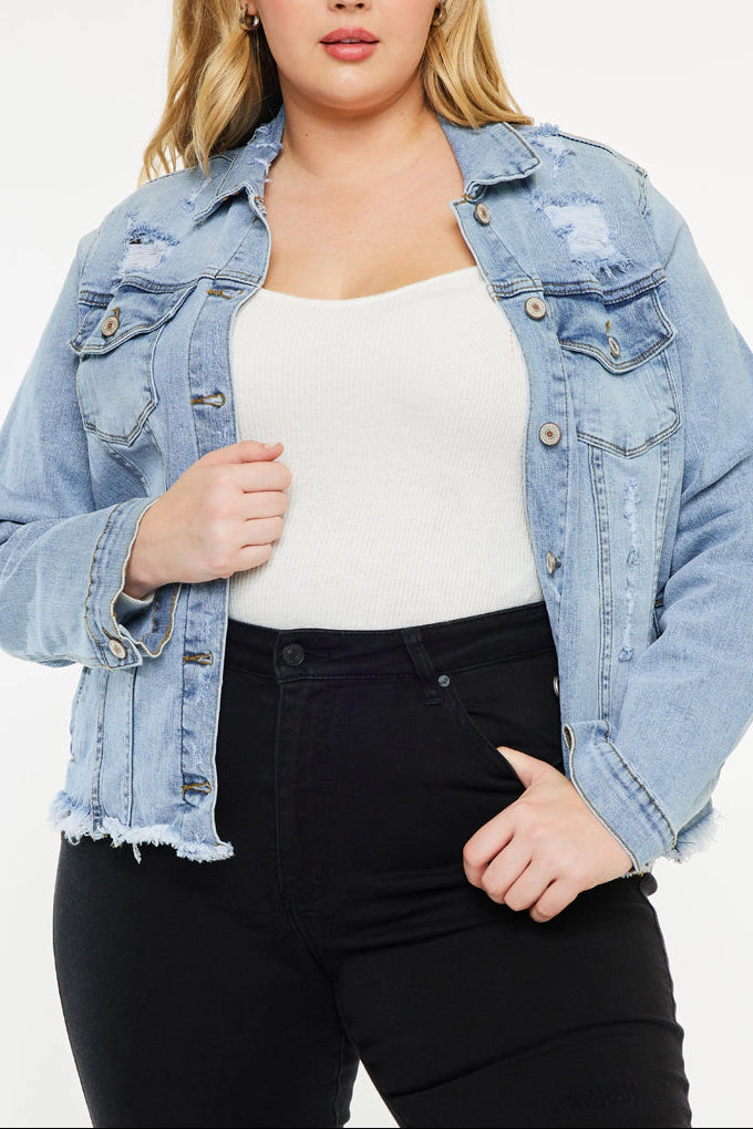 KanCan Women's Plus Denim Jacket Loren