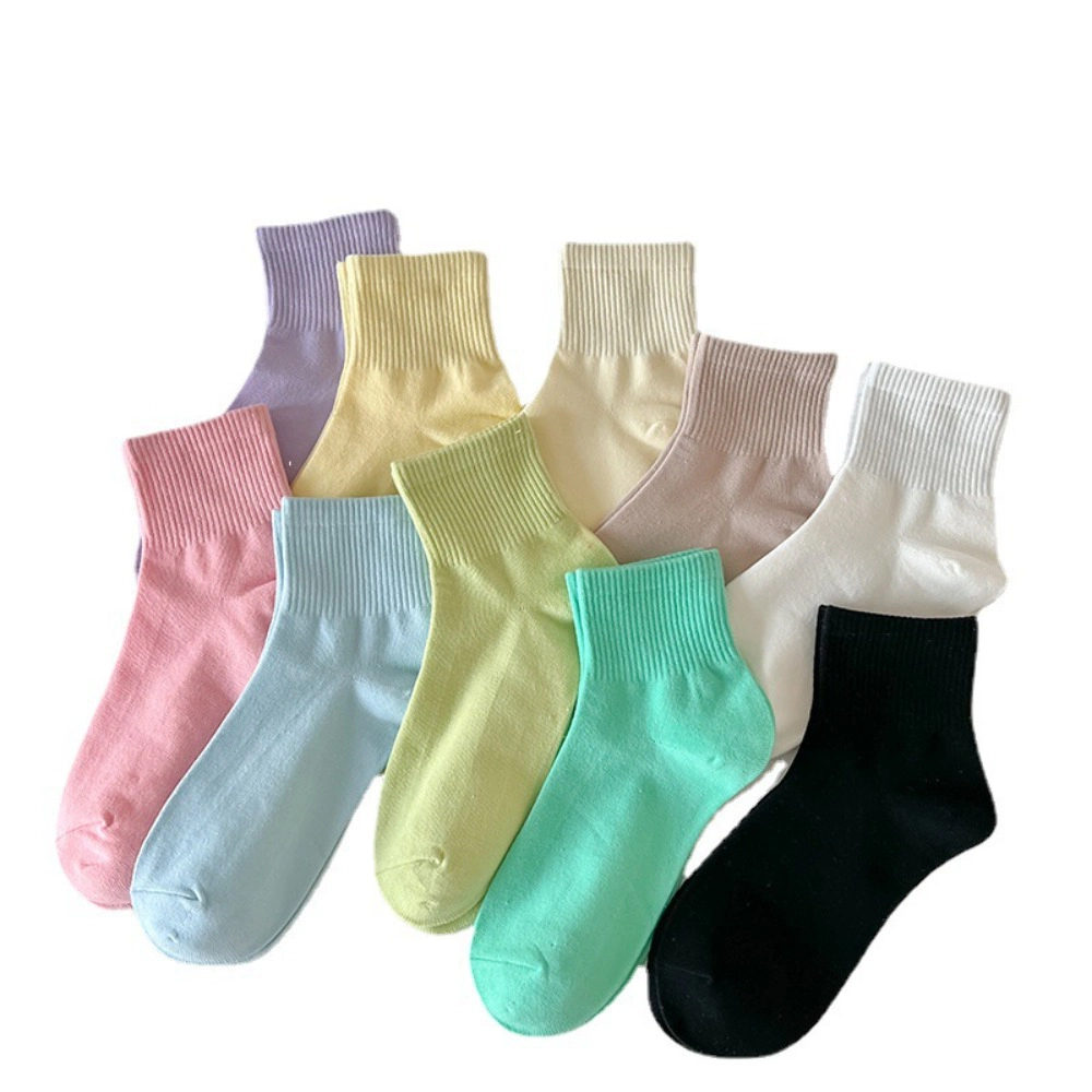 10 Pairs Women's Cotton Crew Ankle Socks Lightweight Casual Daily Socks