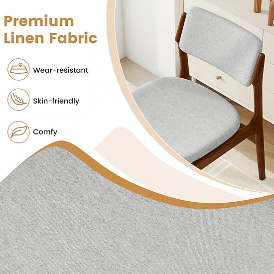 LJG Modern Padded Dining Chairs with Rubber Wood Legs Set of 2