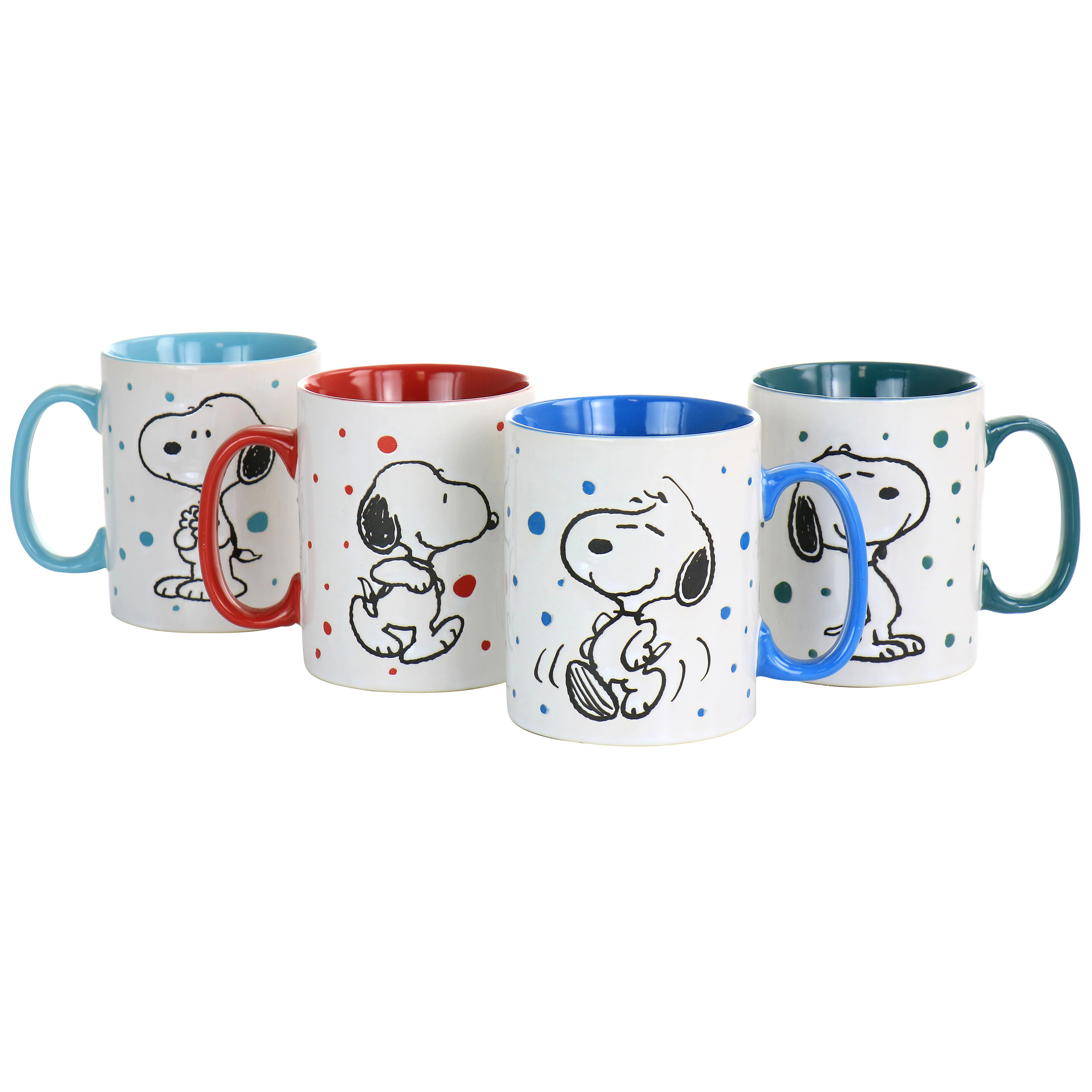 Gibson Peanuts Freckled Joy 15oz Stoneware 4 Piece Mug Set in Assorted Designs