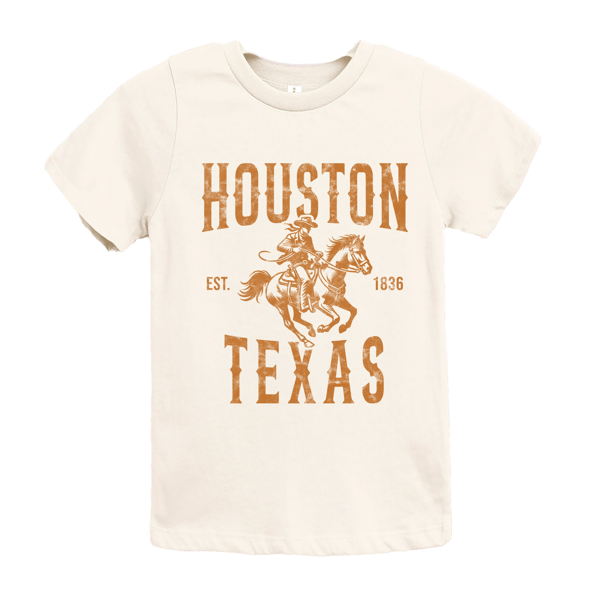 The Juniper Shop - Houston Texas Cowboy Distressed Youth Short Sleeve Graphic T-Shirt