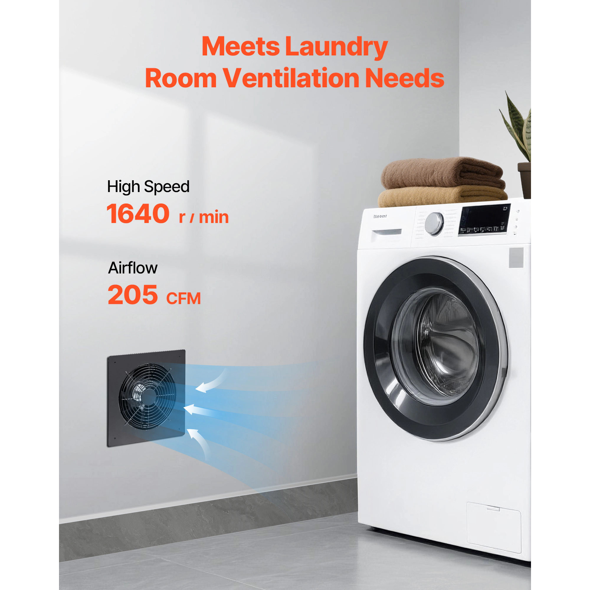 HONGGE 6 inch Through-The-Wall Ventilation Fan Through Wall Exhaust Fan with AC Motor Quiet Vent Easy Installation for